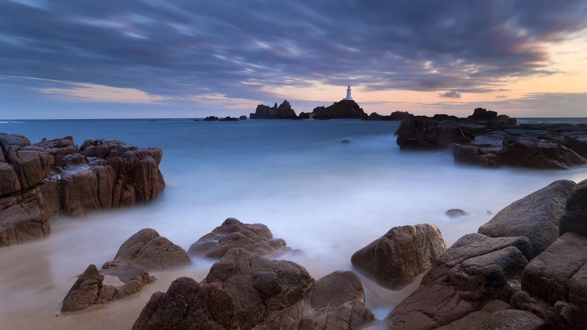 cloud - sky, sunset, rock, tranquil scene, no people, water, rock formation, sea, solid, tranquility, idyllic, sky, nature, Channel Islands, scenics - nature, HD Wallpaper