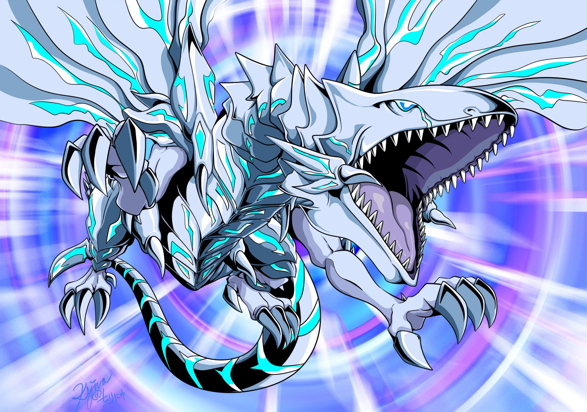 dragon, blue-eyes, 1080P, ahead, side, looking, dimensions, alternative, yu-gi-oh!, dark, the, white, HD Wallpaper