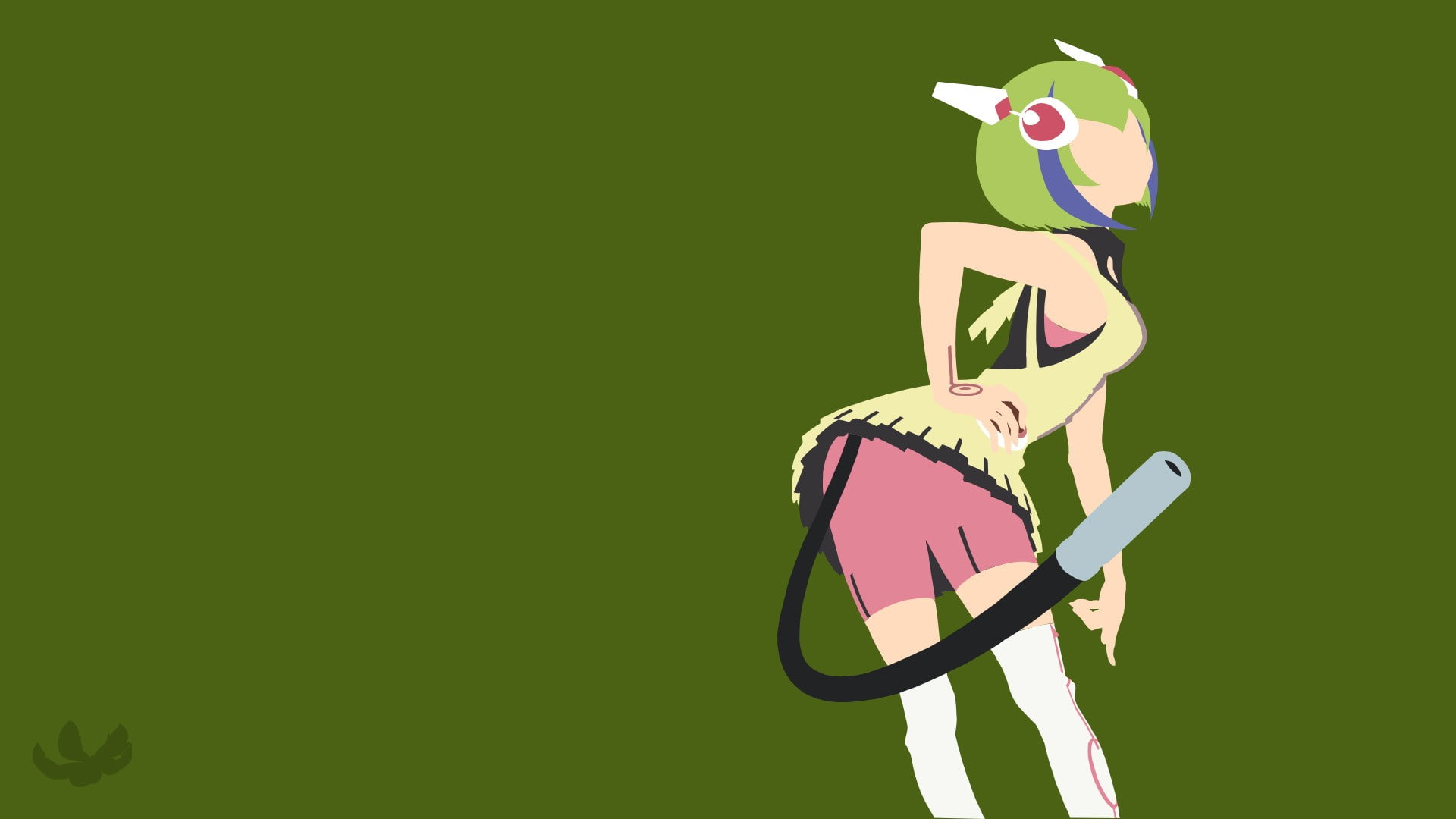 green background, standing, anime girls, Dimension W, communication, colored background, studio shot, one person, representation, indoors, cut out, Yurizaki Mira, HD Wallpaper