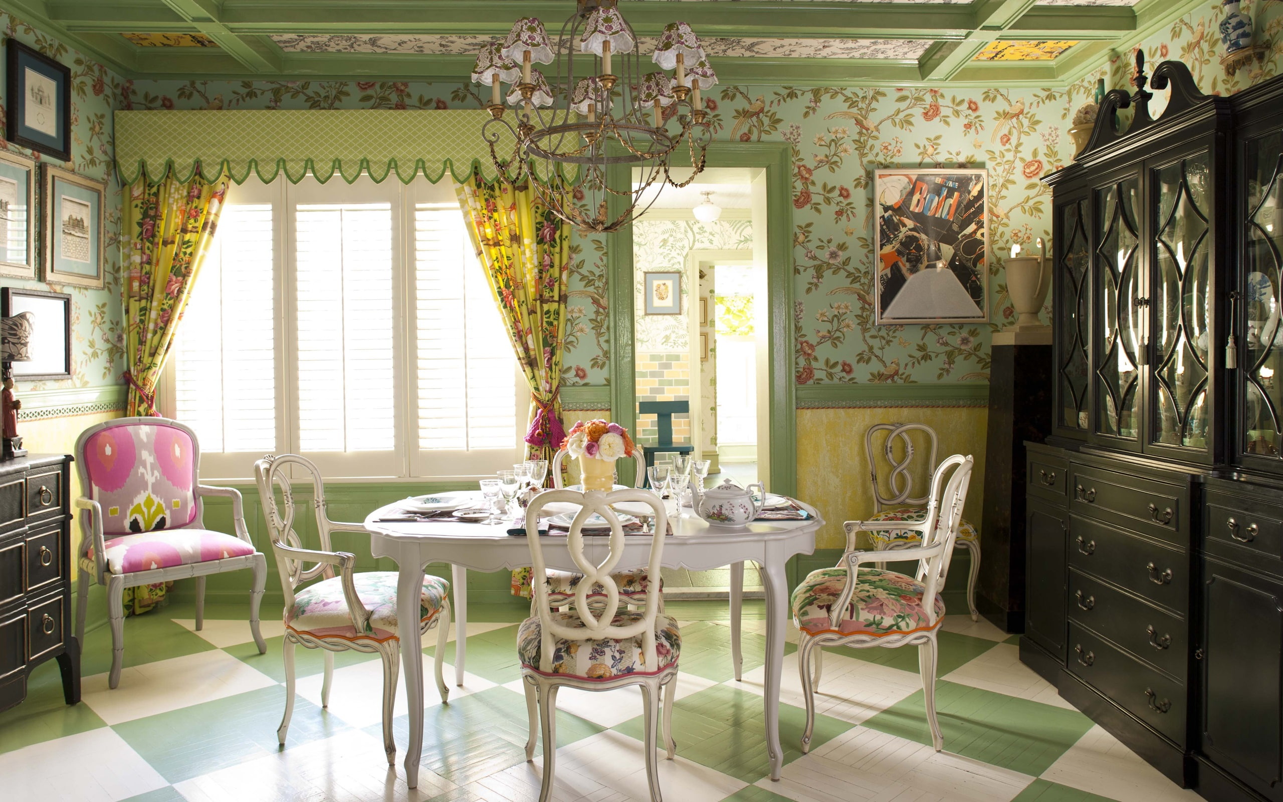 Dining, Home, table, wooden, Design, set, white, Villa, Interior, 2K, HD Wallpaper