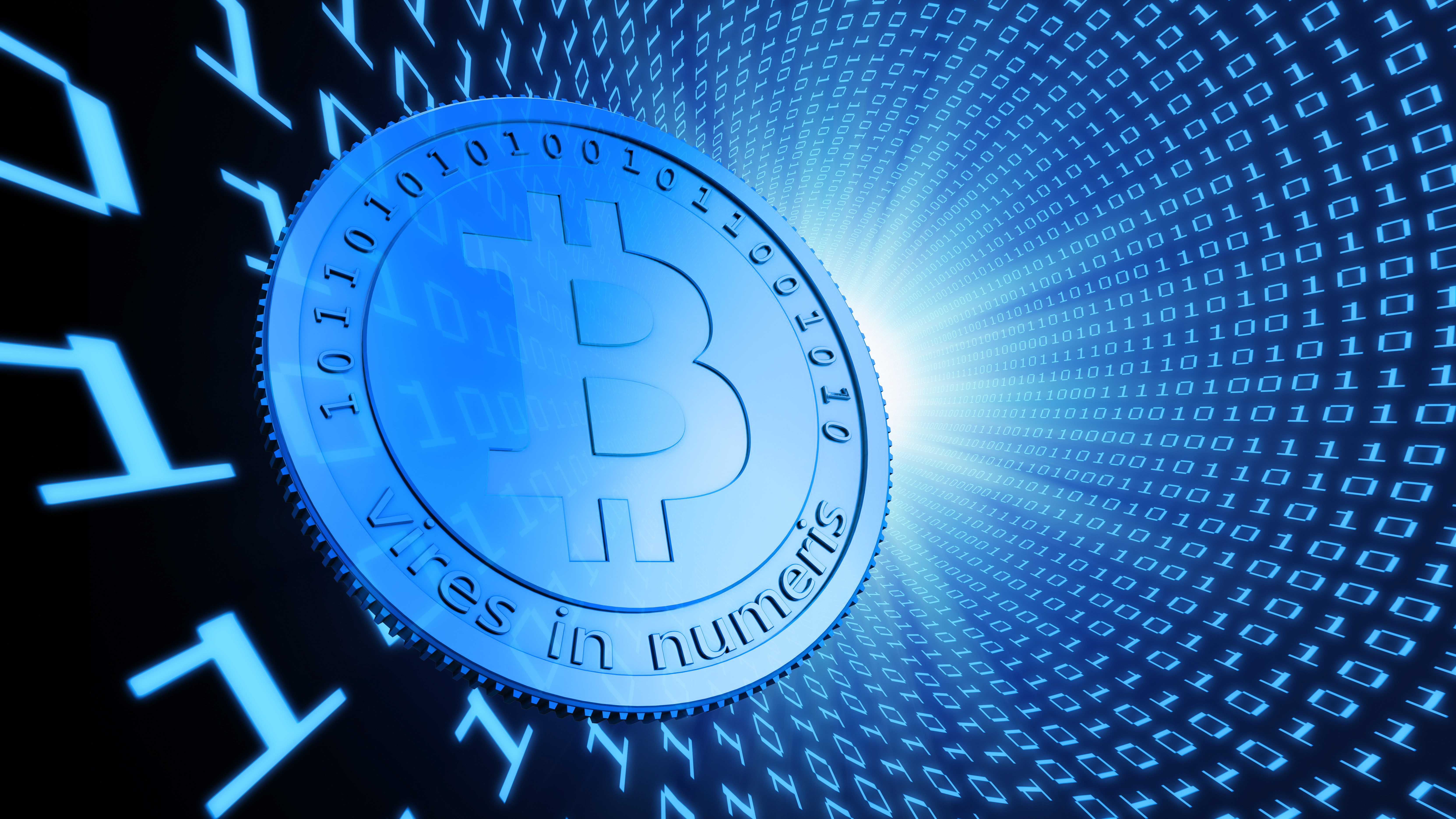 binary, money, coins, poster, computer, code, bitcoin, internet, 5K, HD Wallpaper