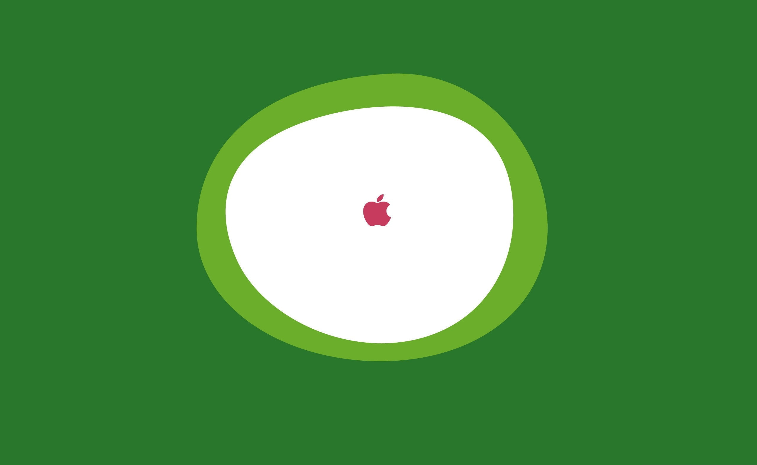 Apple, circle, indoors, environment, nature, green color, colored background, 2K, design, silhouette, Computers, Minimalist, sign, creativity, speech bubble, HD Wallpaper