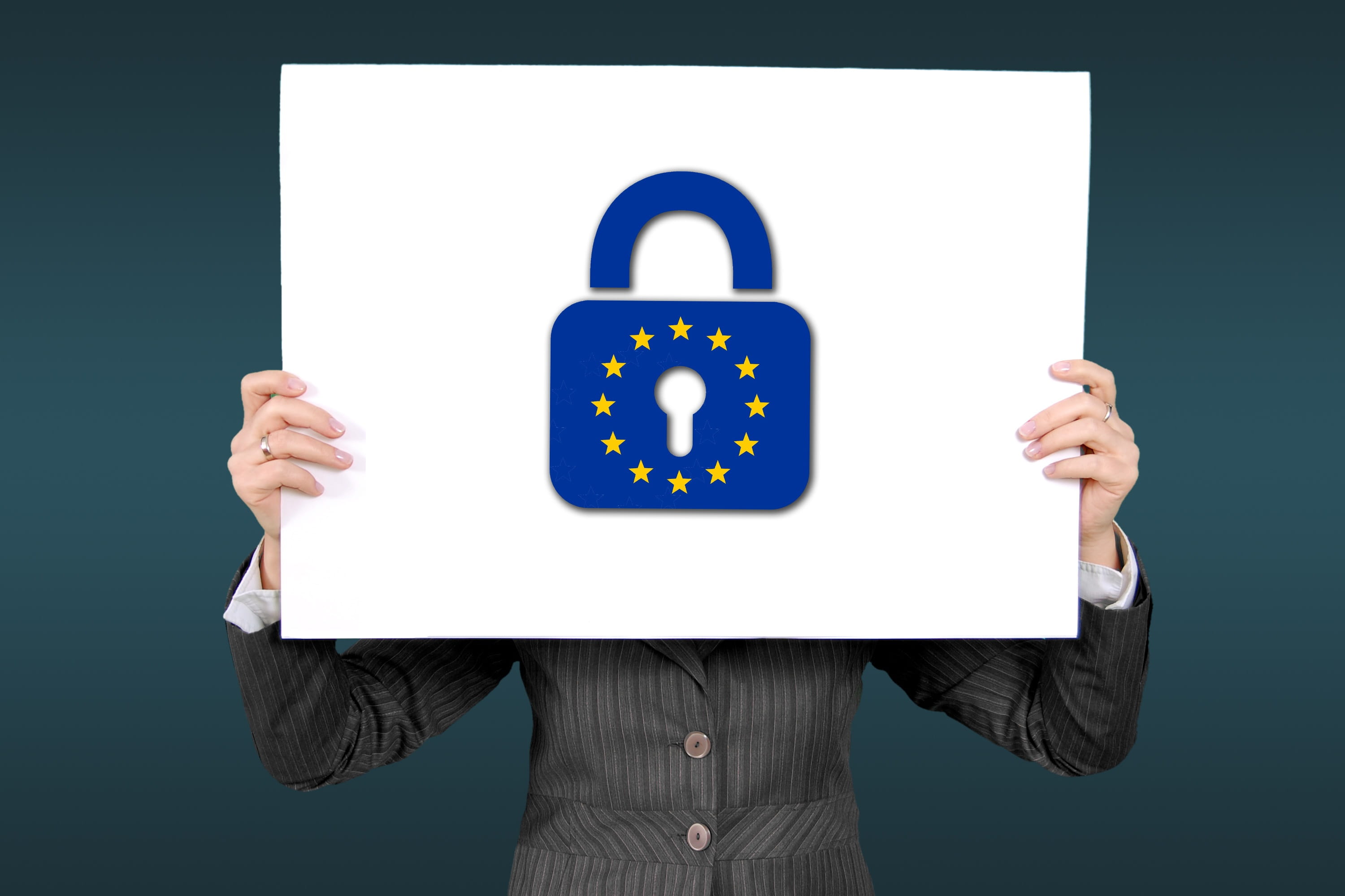 business, human body part, secure, sign, gdpr, information, one person, blue, data, menswear, studio shot, men, symbol, standing, privacy, 2K, communication, HD Wallpaper
