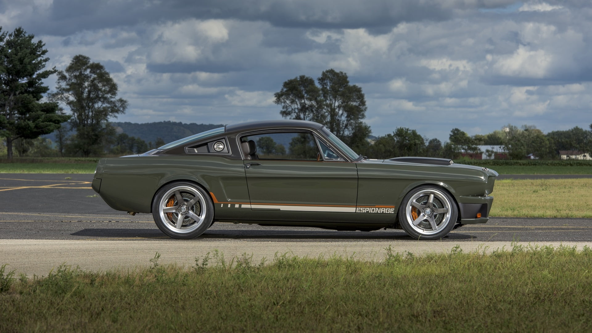 day, tree, no people, plant, Ringbrothers  65 widebody carbon fiber  Espionage Mustang, sky, luxury, green color, cloud - sky, wheel, desktop, 1080P, land vehicle, HD Wallpaper