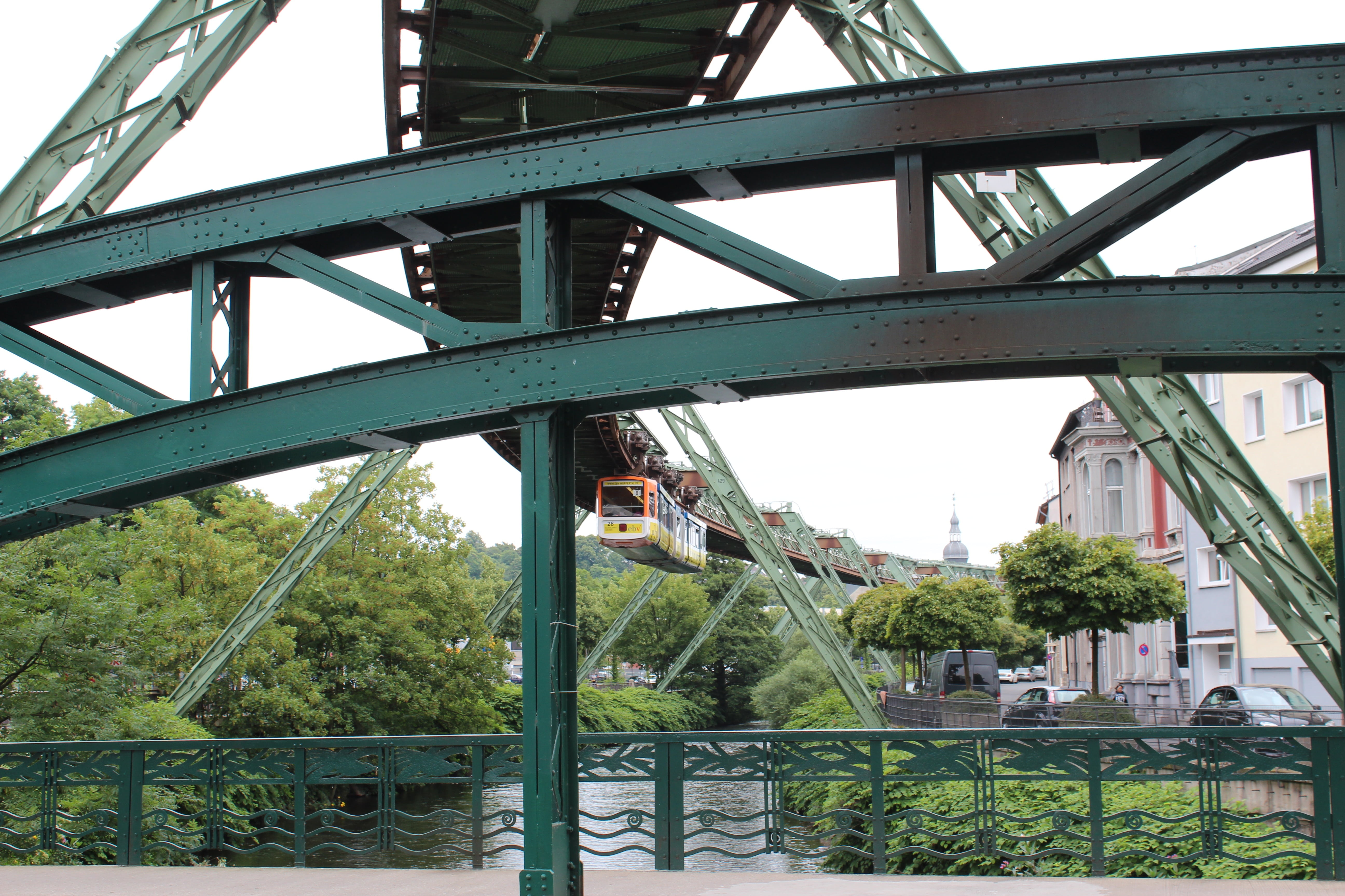 metal, architecture, germany, wuppertal, built structure, day, transportation, nature, wupper, city, outdoors, engineering, 1912, schwebebahn, sky, connection, HD Wallpaper