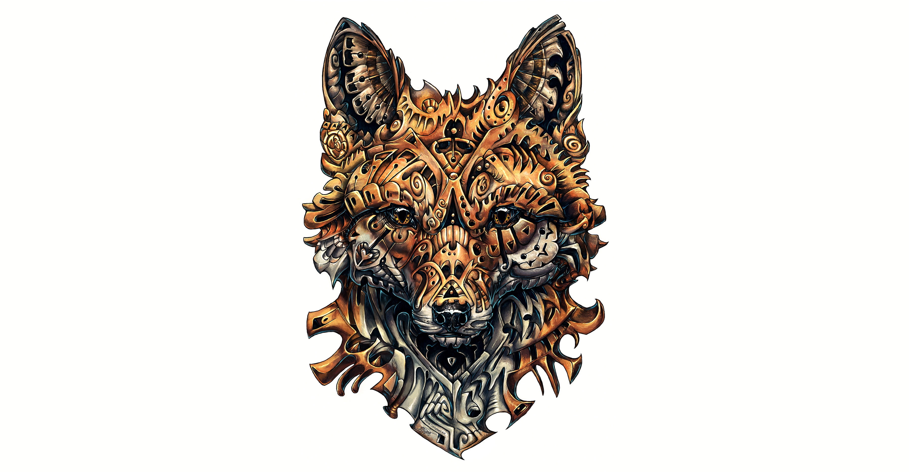 design, animal wildlife, creativity, drawing, white background, directly below, cut out, wolf, animal themes, copy space, single object, complicated, ornate, HD Wallpaper