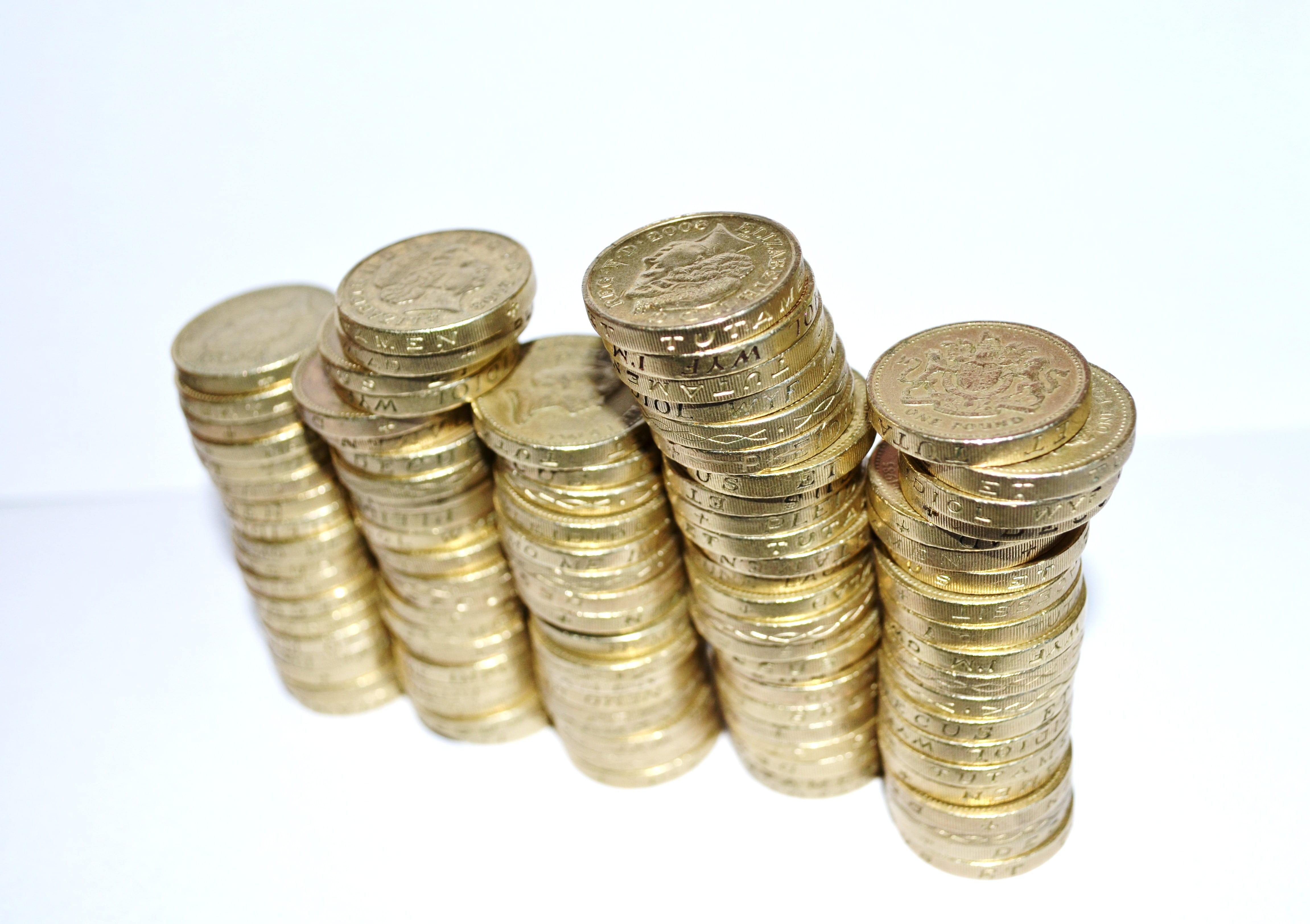 wealth, economy, no people, coin, making money, cash, indoors, stack, white background, finance, studio shot, amount, metal, cut out, close-up, financial, HD Wallpaper