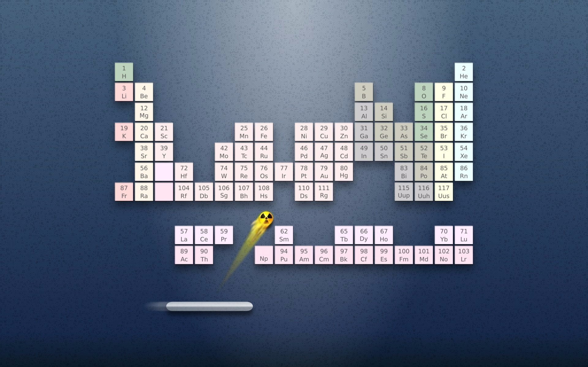 elements, Chemistry, 1080P, science, Radioactive, Blue Background, retro Games, Periodic Table, Arkanoid, HD Wallpaper