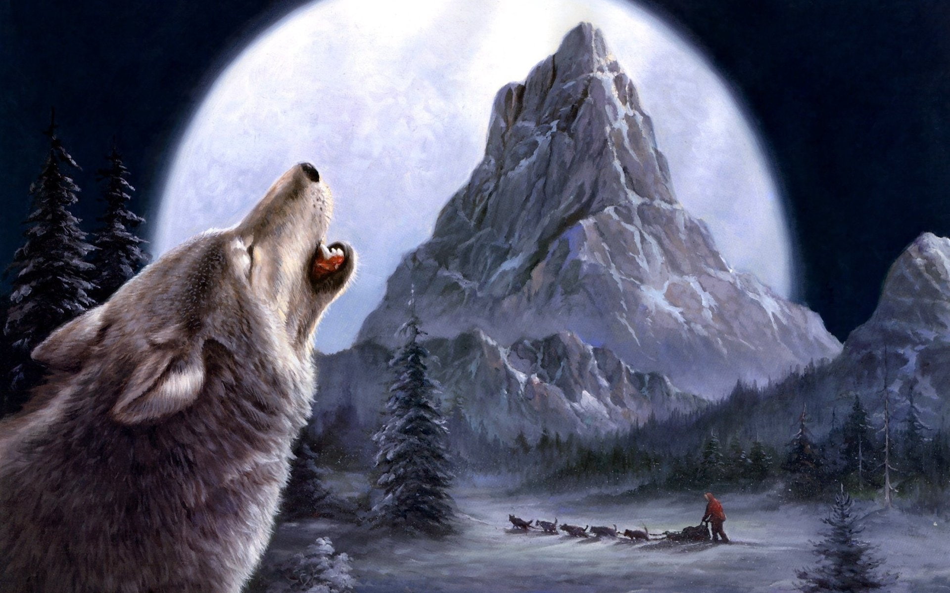 games, 1920x1200 px, painting, video, 1080P, Winter, animals, Landscape, mountains, art, hd, zelda, x, wolf, px, HD Wallpaper