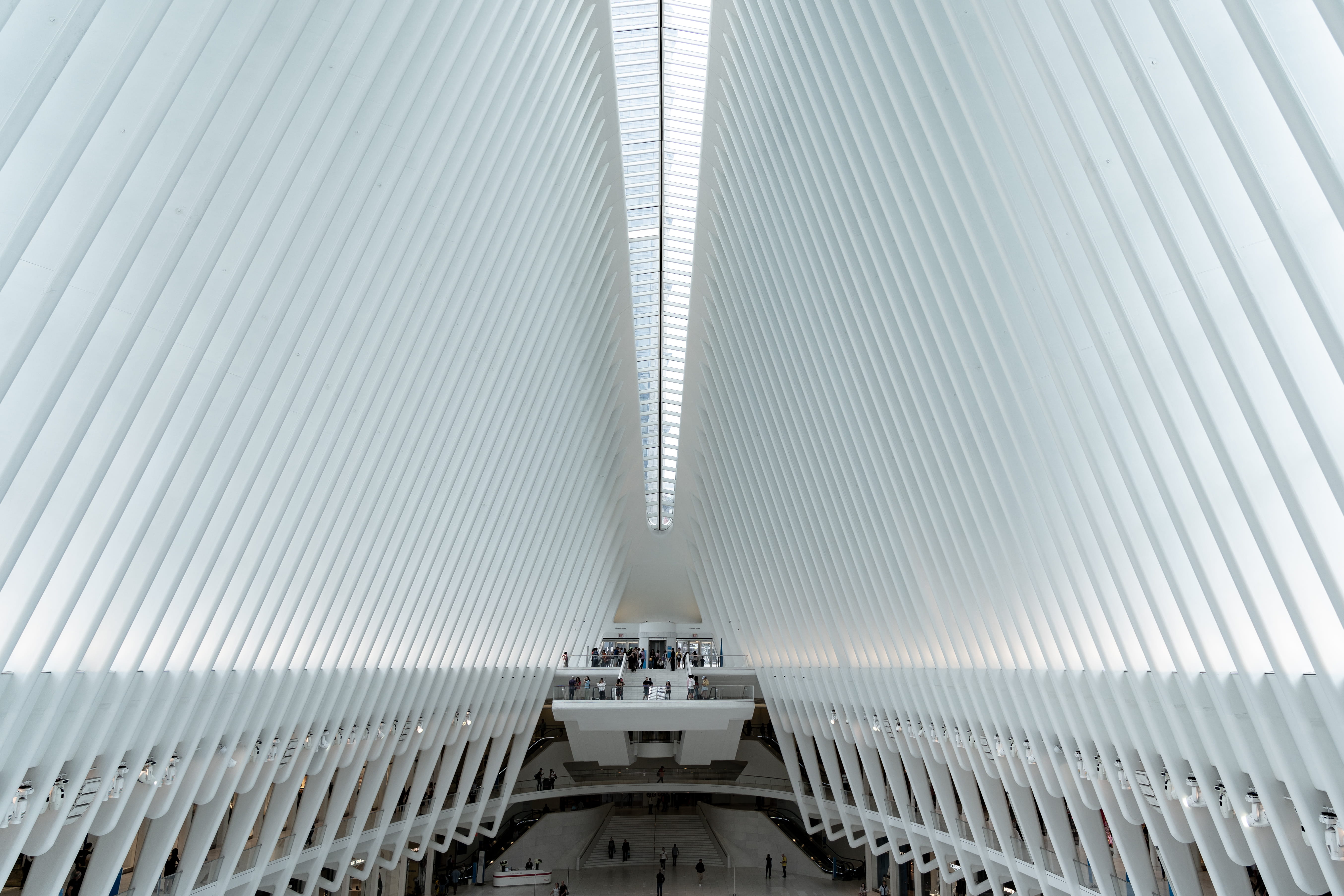 united states, metal, 5K, building exterior, urban, architecture, lobby, lighting, skyscraper, transportation, built structure, building, day, no people, HD Wallpaper