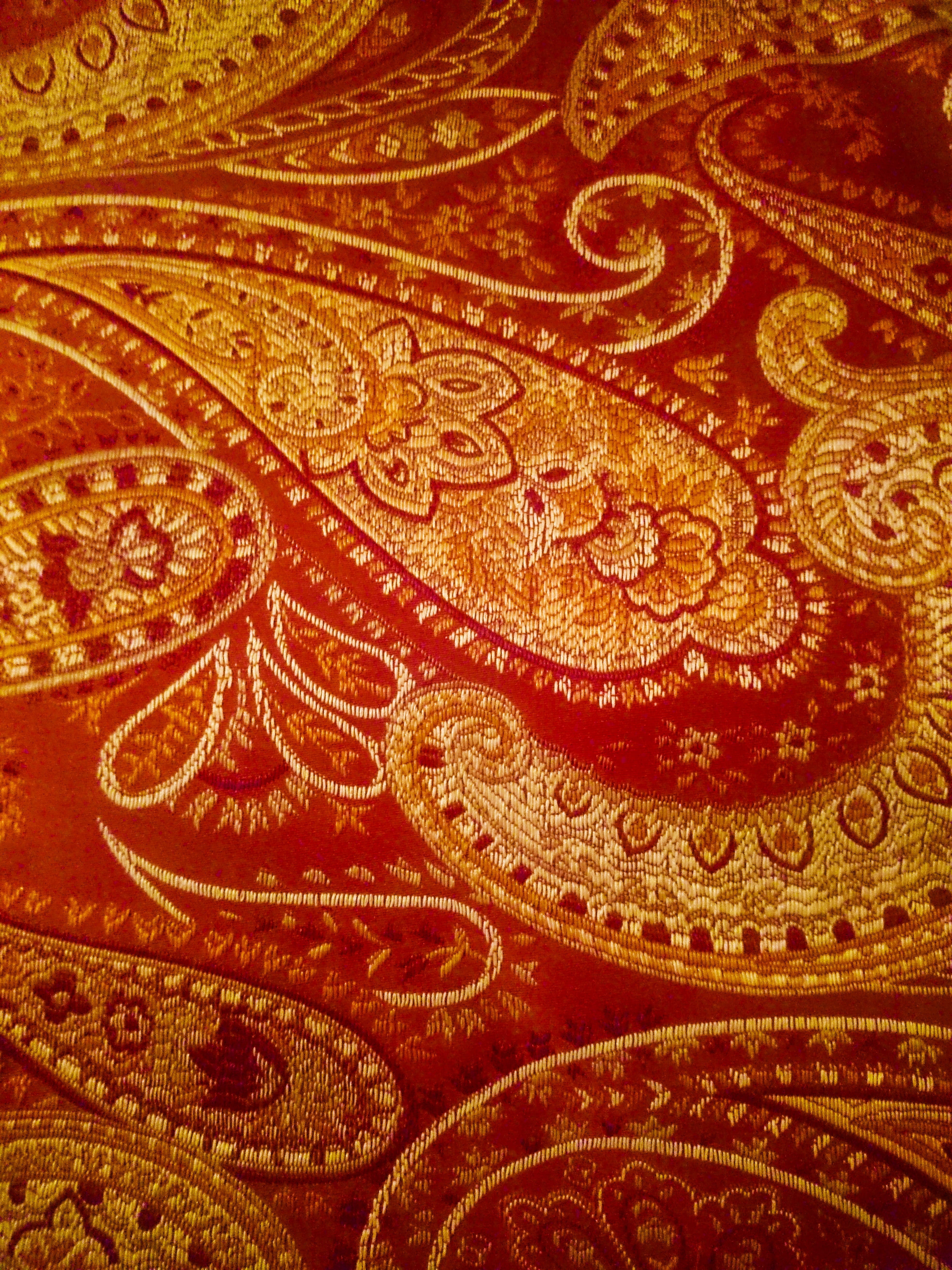 pattern, art and craft, texture, seamless, beautiful, wealth, luxury, fabric, flowers, floral Pattern, orange color, craft, background, creativity, 5K, Phone HD Wallpaper