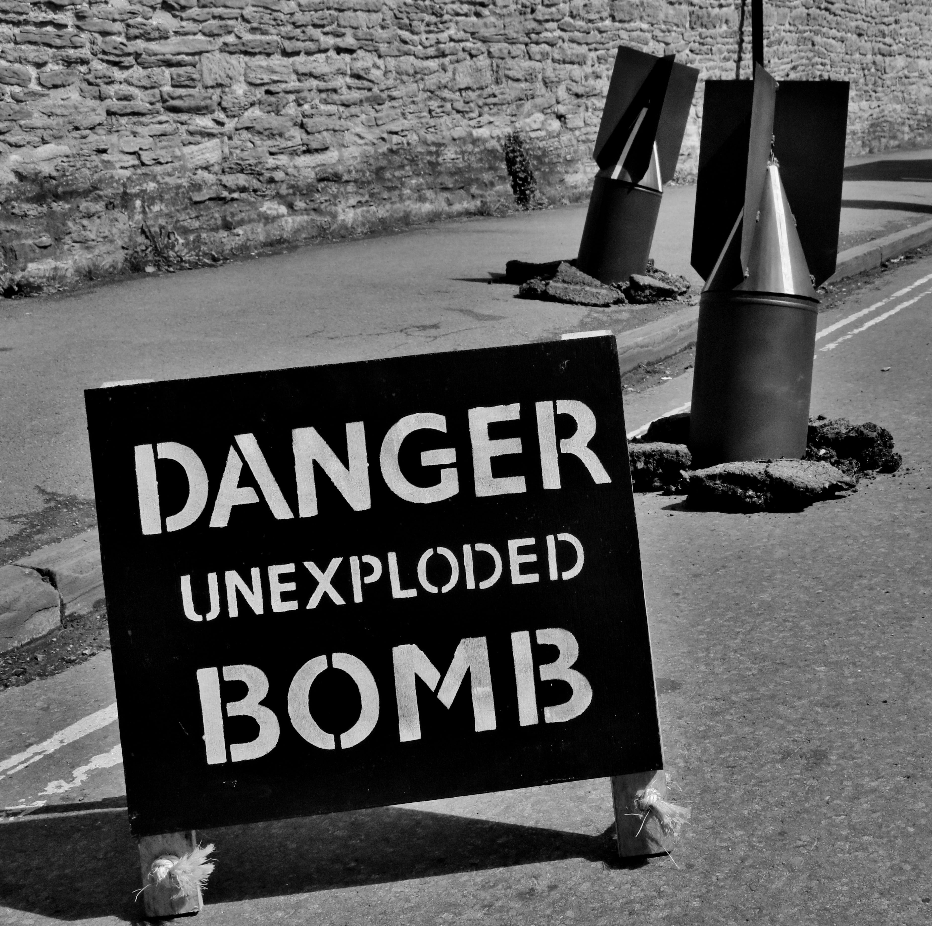 text, road, bomb, outdoors, world war 11, brick, no people, danger, wall, stone wall, guidance, nature, world war 2, 2K, wall - building feature, information, HD Wallpaper
