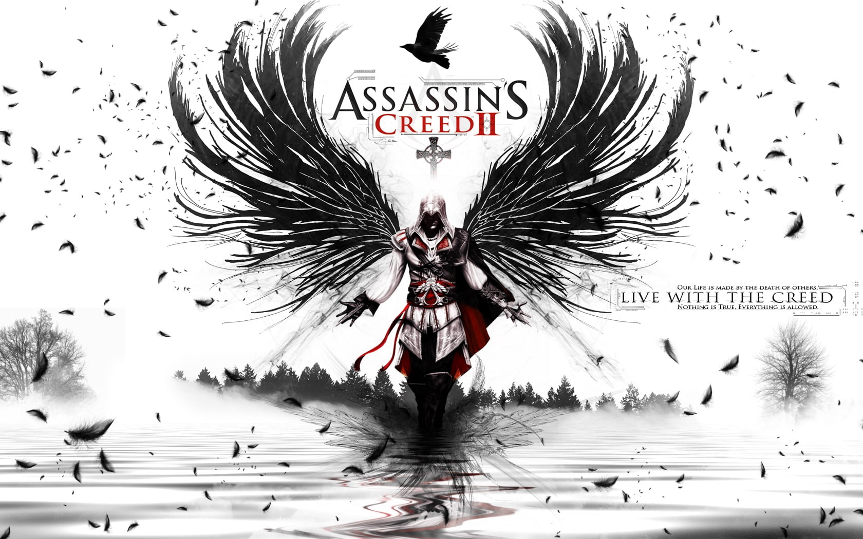 720P, bird, assassins creed revelations, desmond miles, quote, wings, HD Wallpaper