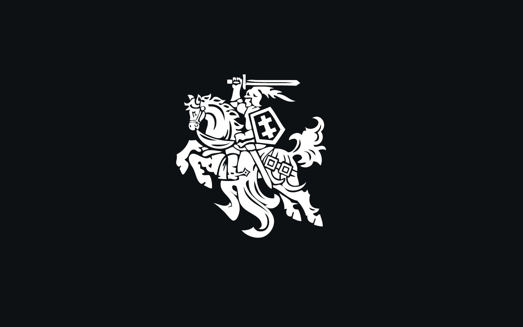 illuminated, Lithuania, animal representation, human, design, night, art and craft, cut out, coat of arms, dark, black background, riding, decoration, horse, HD Wallpaper