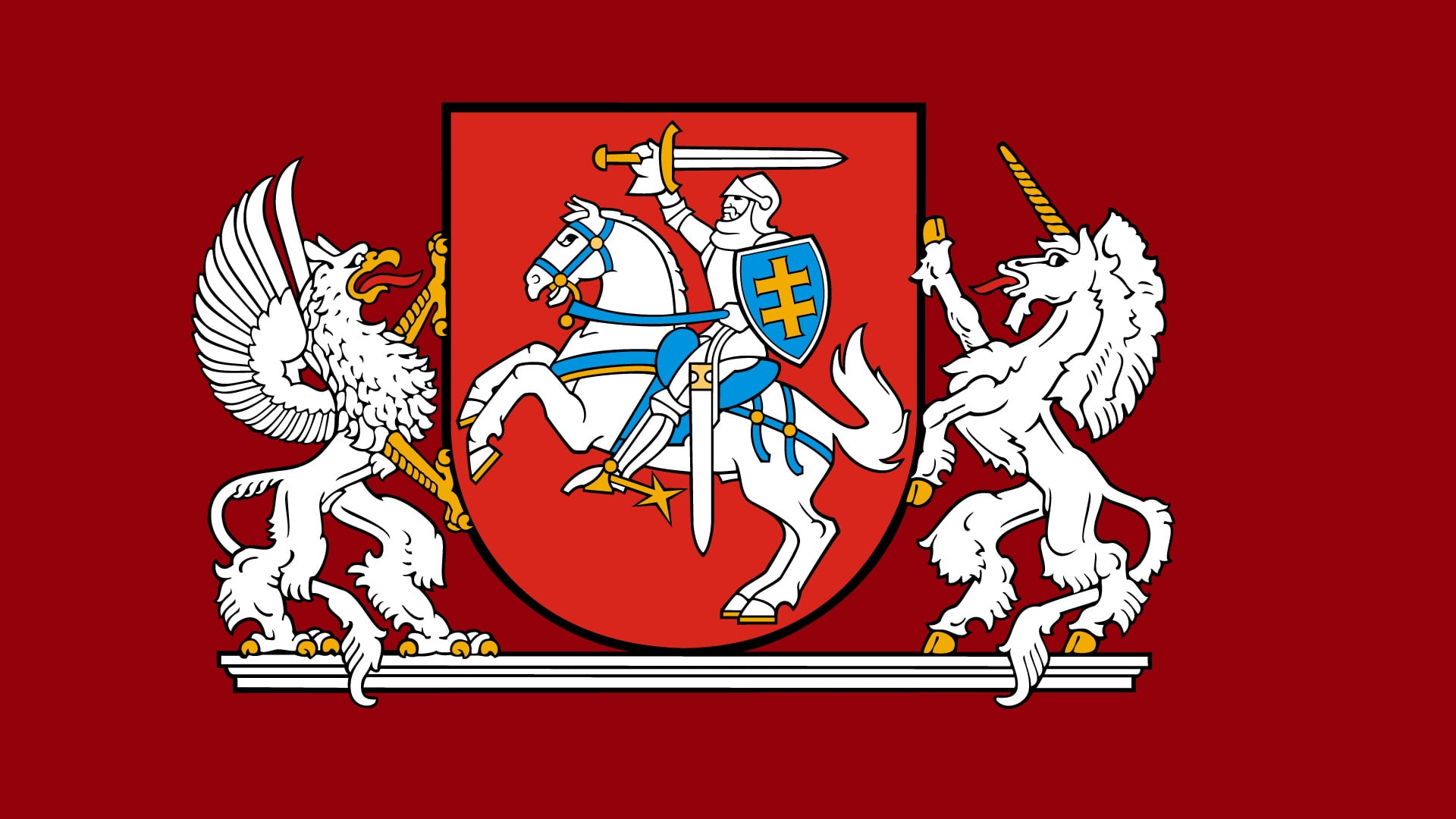 animal body part, flag, Lithuania, 1080P, astrology sign, celebration, representation, coat of arms, art and craft, outdoors, domestic animals, horseman, HD Wallpaper
