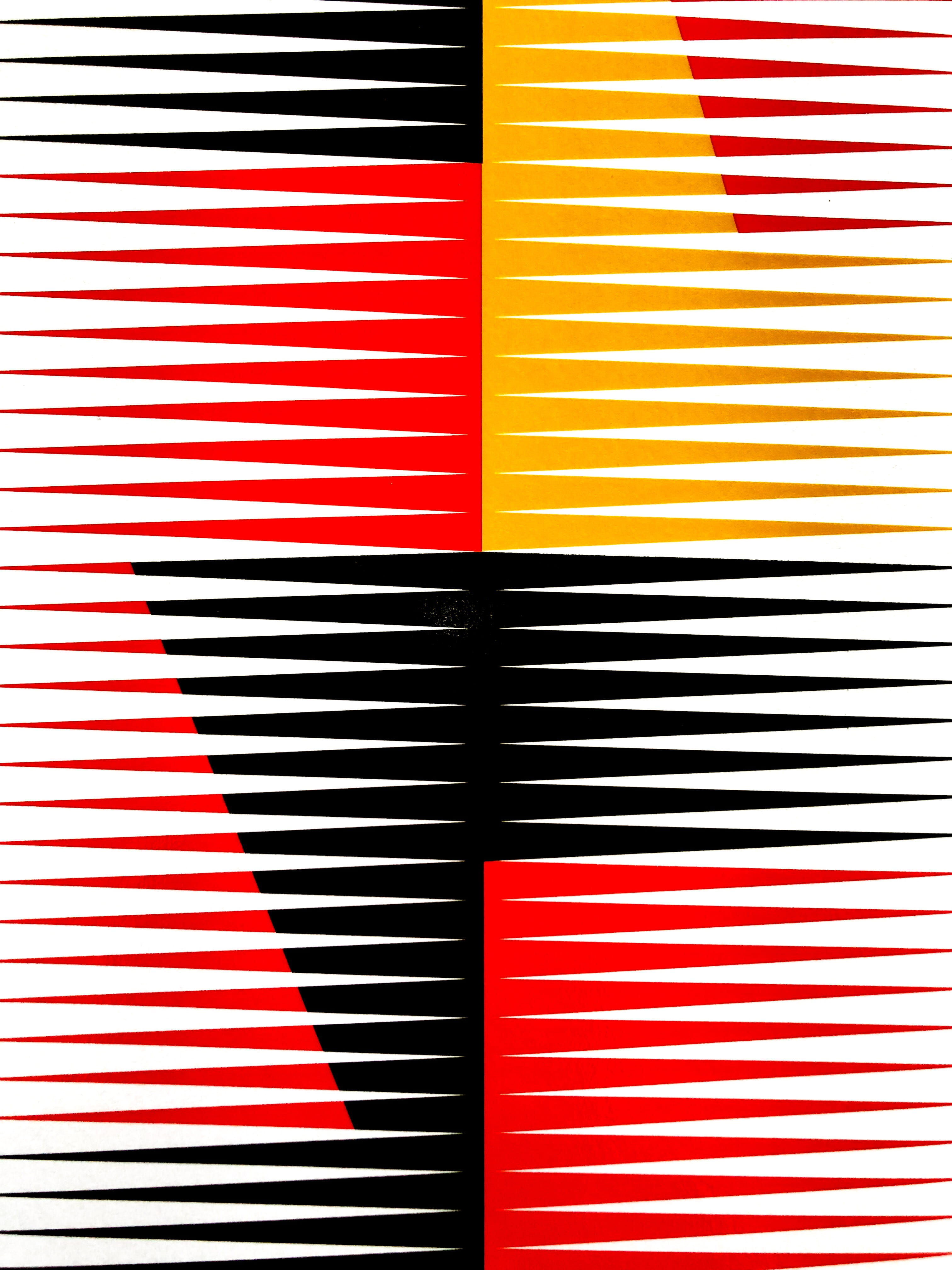 ornament, graphics, in a row, 4K, nature, sky, pattern, canvas, wall - building feature, yellow, black color, day, variation, number, red, modern art, Phone HD Wallpaper