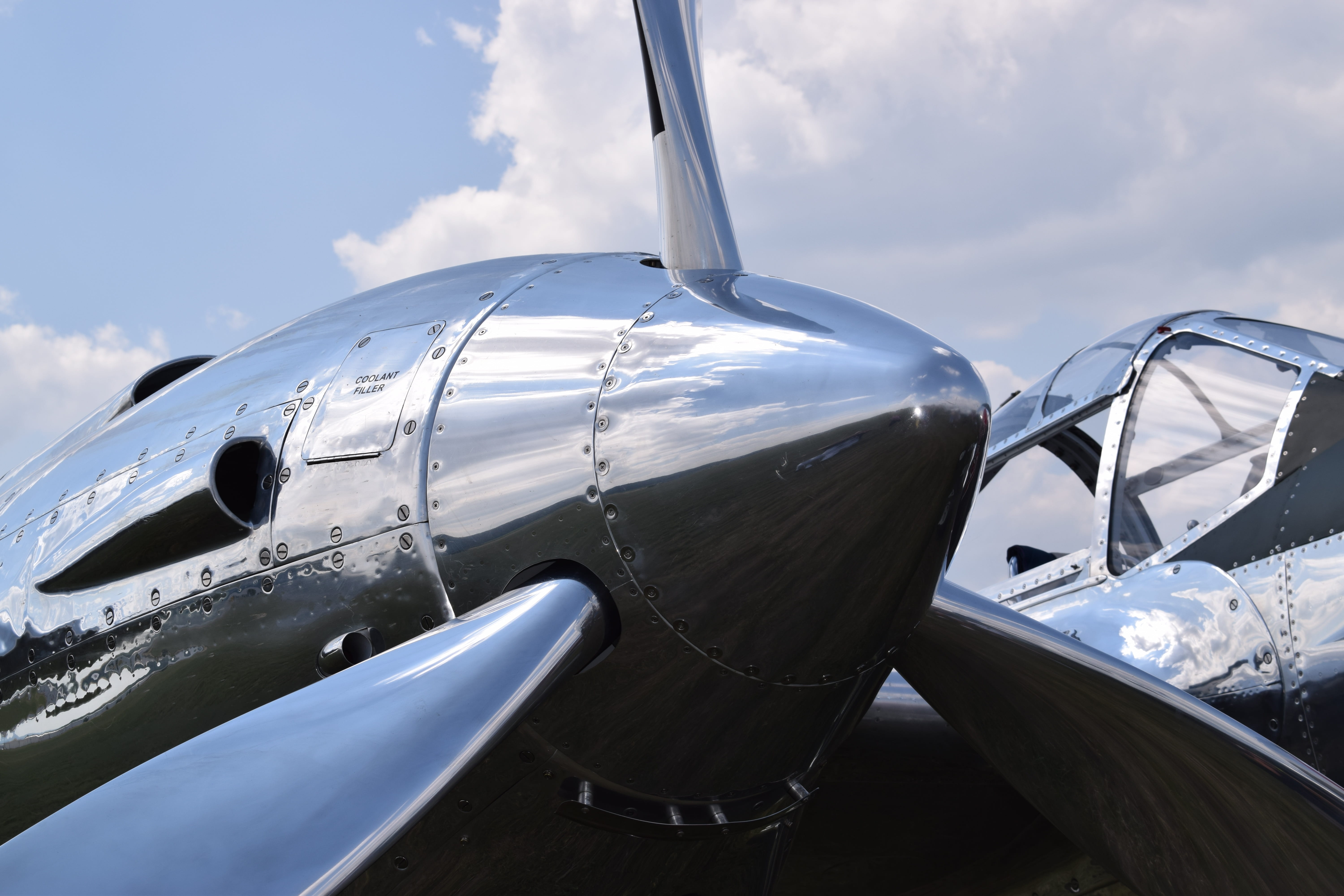 silver colored, fighter plane, the sky, model airplane, cockpit, travel, close-up, nature, chrome, no people, motor vehicle, propeller, aircraft, airplane, HD Wallpaper