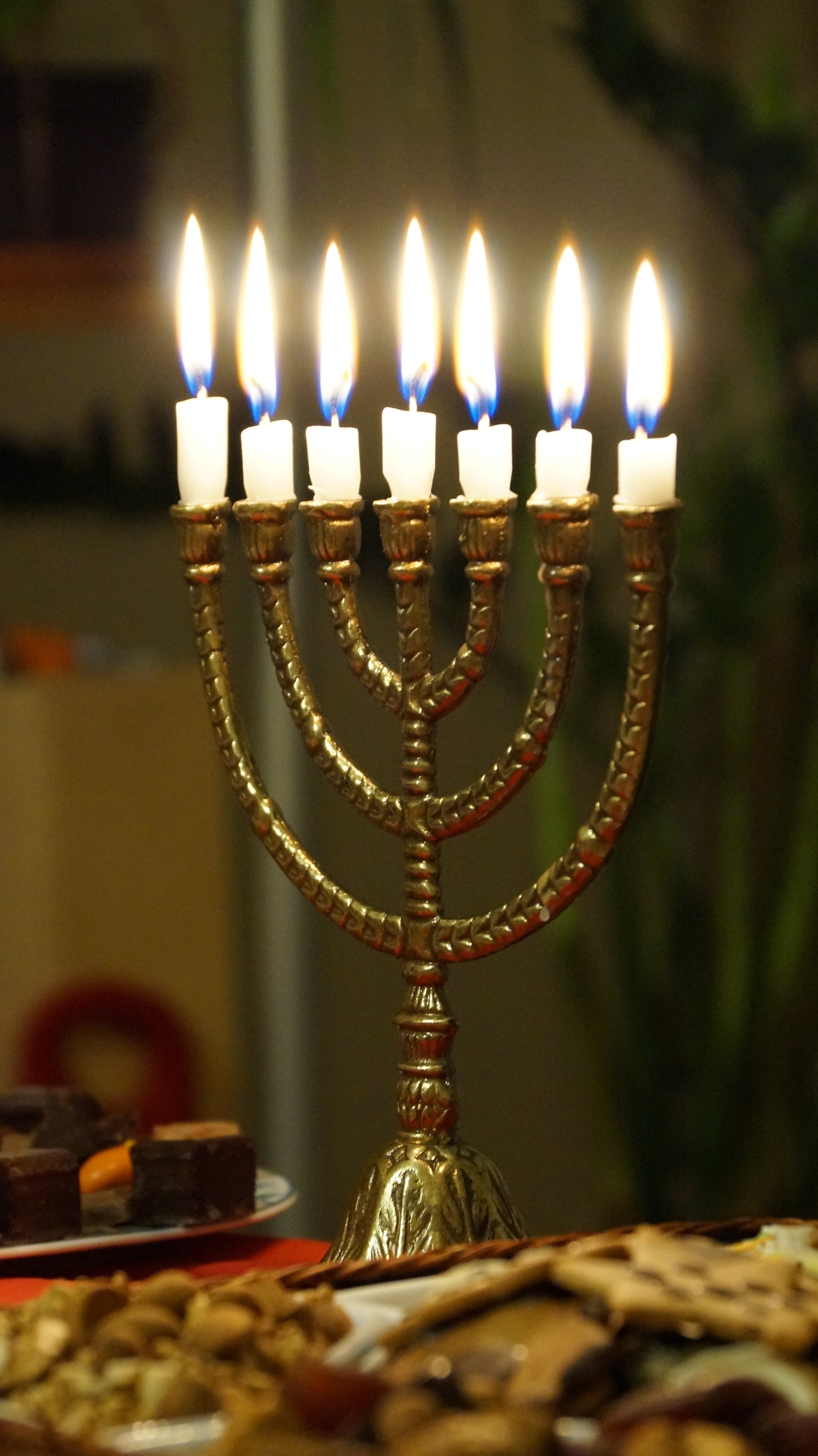 heat - temperature, religious, celebration, close-up, menorah, flame, antique, selective focus, praying, candles, no people, glowing, fire - natural phenomenon, Phone HD Wallpaper