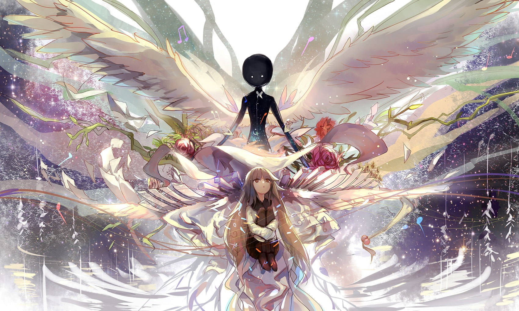 anime, 720P, girl, wings, character, angel, deemo, HD Wallpaper