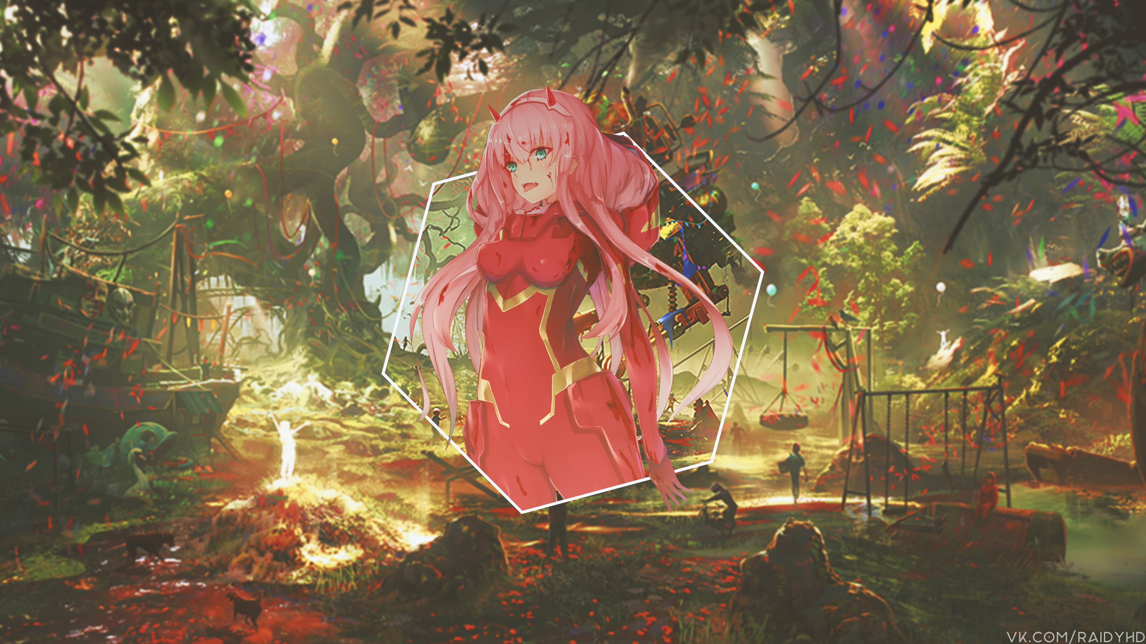 decoration, creativity, celebration, Darling in the FranXX, anime, nature, front view, plant, one person, sunlight, art and craft, Zero Two, representation, HD Wallpaper