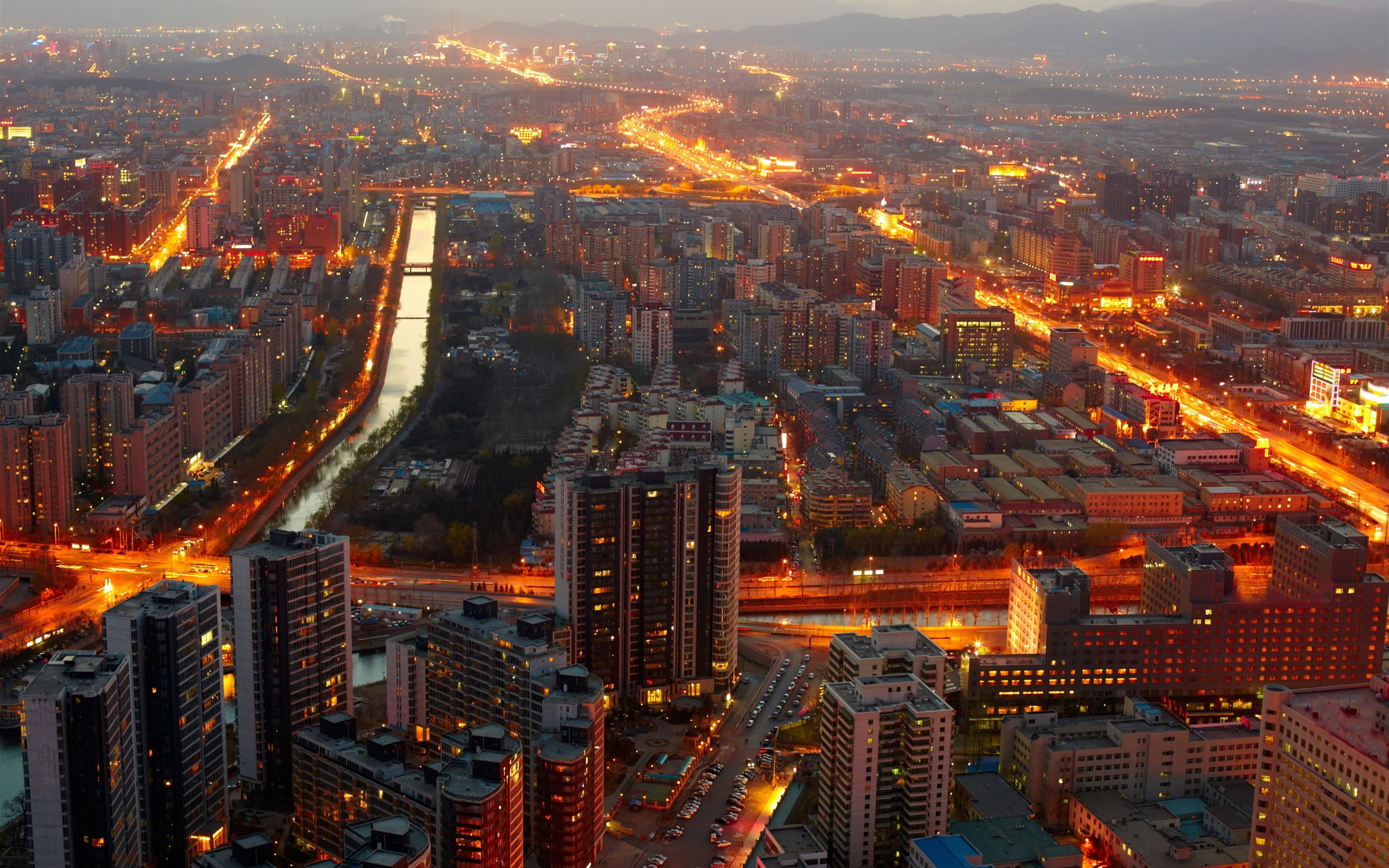 China, Lights, Beijing, 2K, Midnight, Buildings, HD Wallpaper