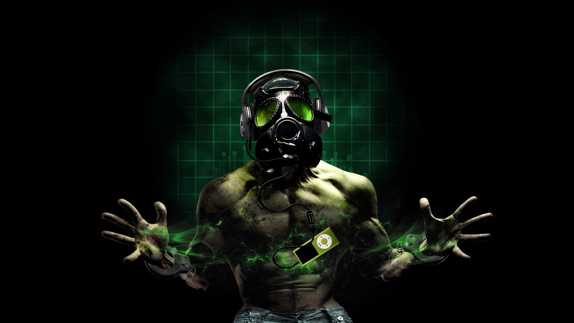 indoors, obscured face, technology, safety, digital composite, human body part, studio shot, protection, waist up, helmet, one person, black background, HD Wallpaper