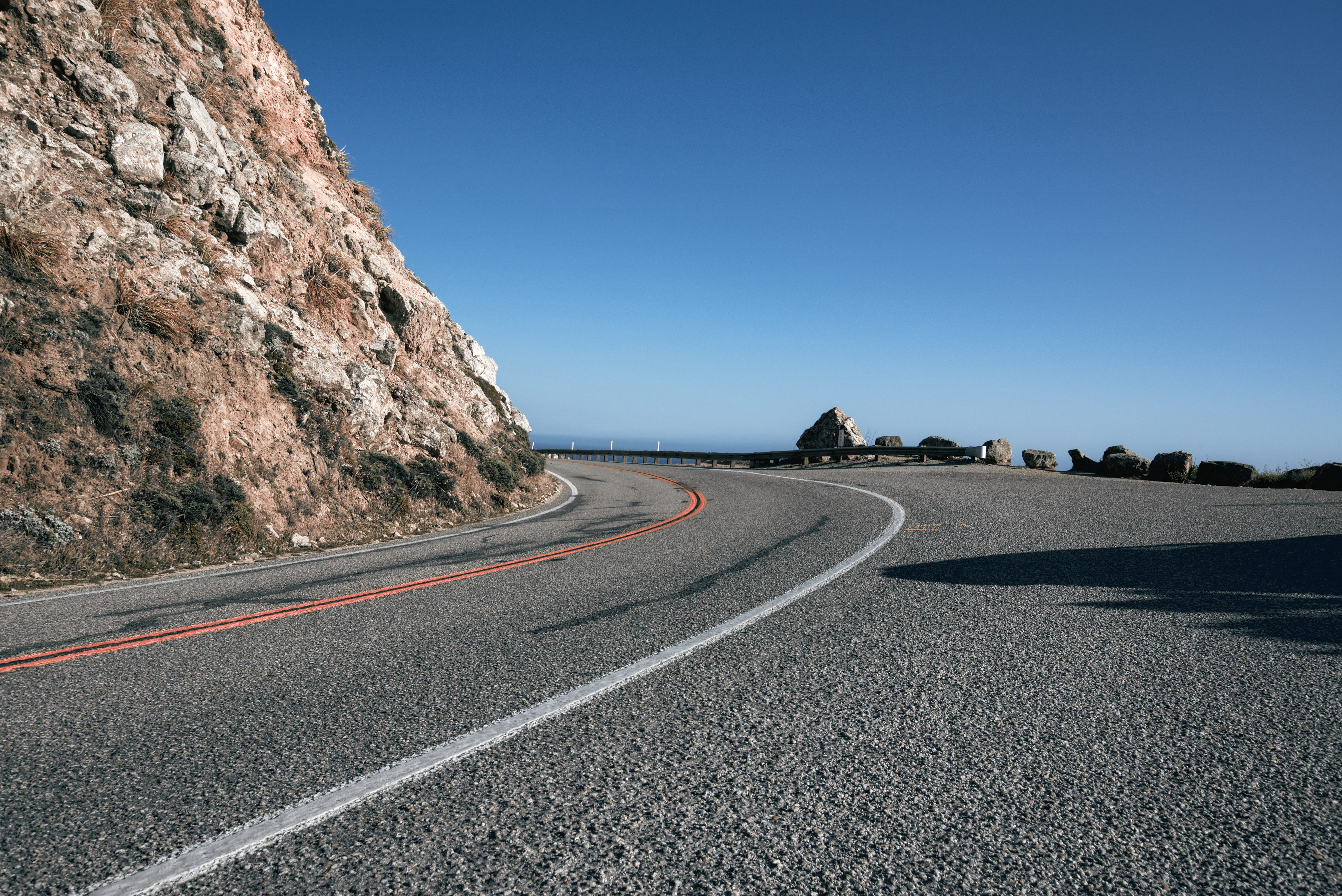 vacations, no people, scenics - nature, rock, solid, roadway, route, direction, transportation, day, california, dom, coast, dividing line, road, sign, HD Wallpaper