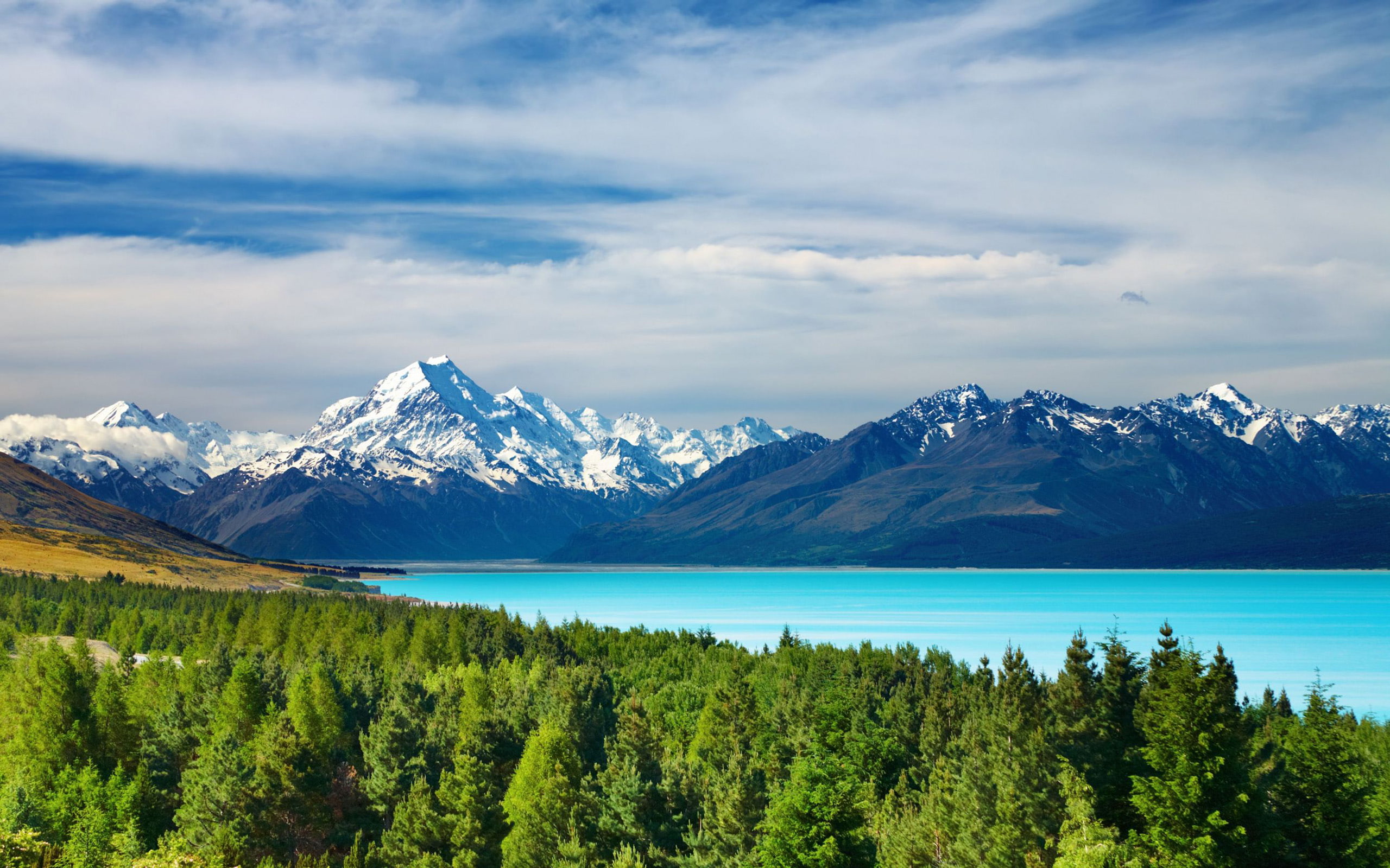 zealand, full, new, screen, mount, pukaki, cook, desktop, 2K, lake, HD Wallpaper