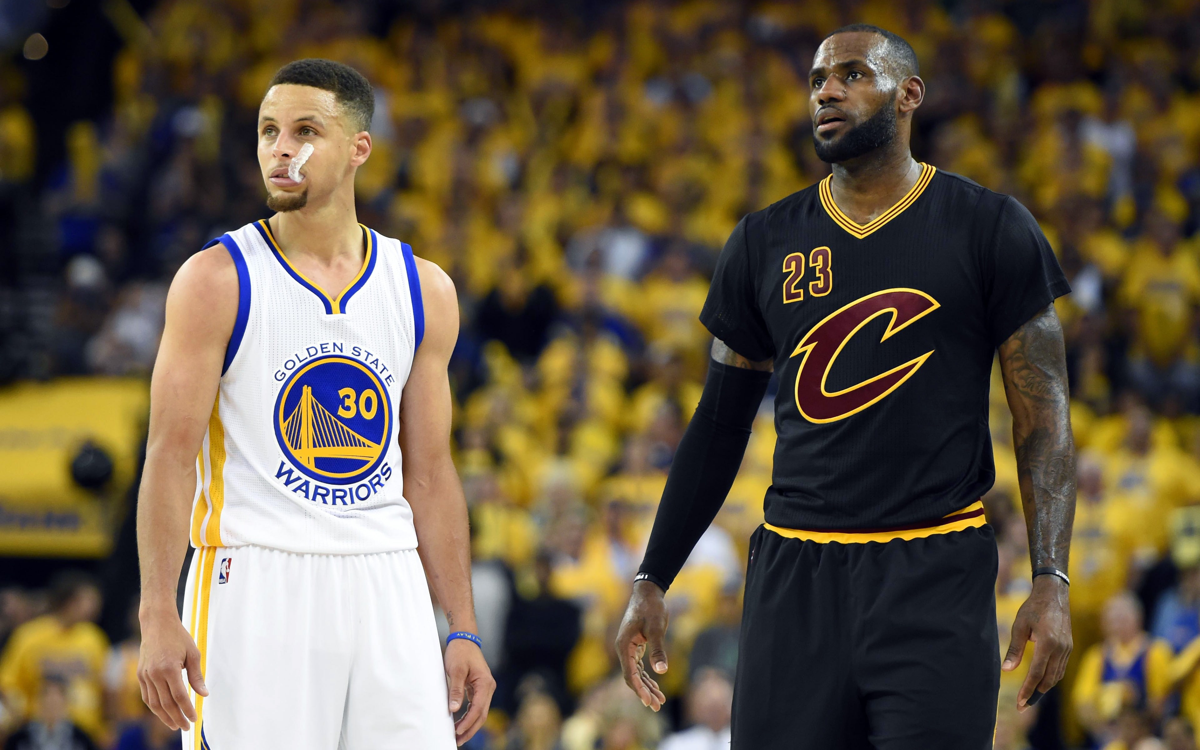 day, clothing, lebron, standing, athlete, adult, young men, k, stephen, 4K, competition, front view, nba, focus on foreground, curry, togetherness, HD Wallpaper
