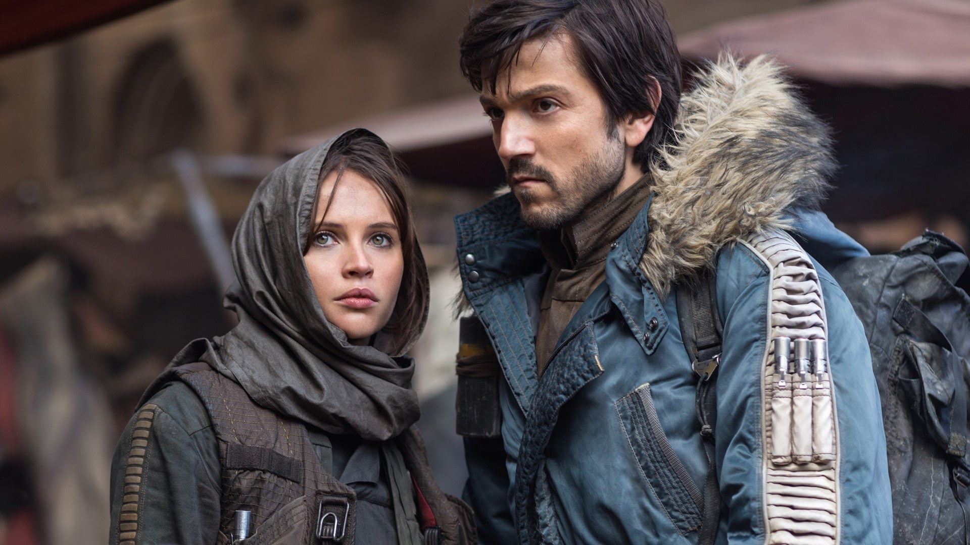 movie, girl, Diego Luna, Star Wars, film, gloves, spin-off, man, official, Captain Cassian Andor, cinema, Felicity Jones, veteran, 1080P, woman, HD Wallpaper