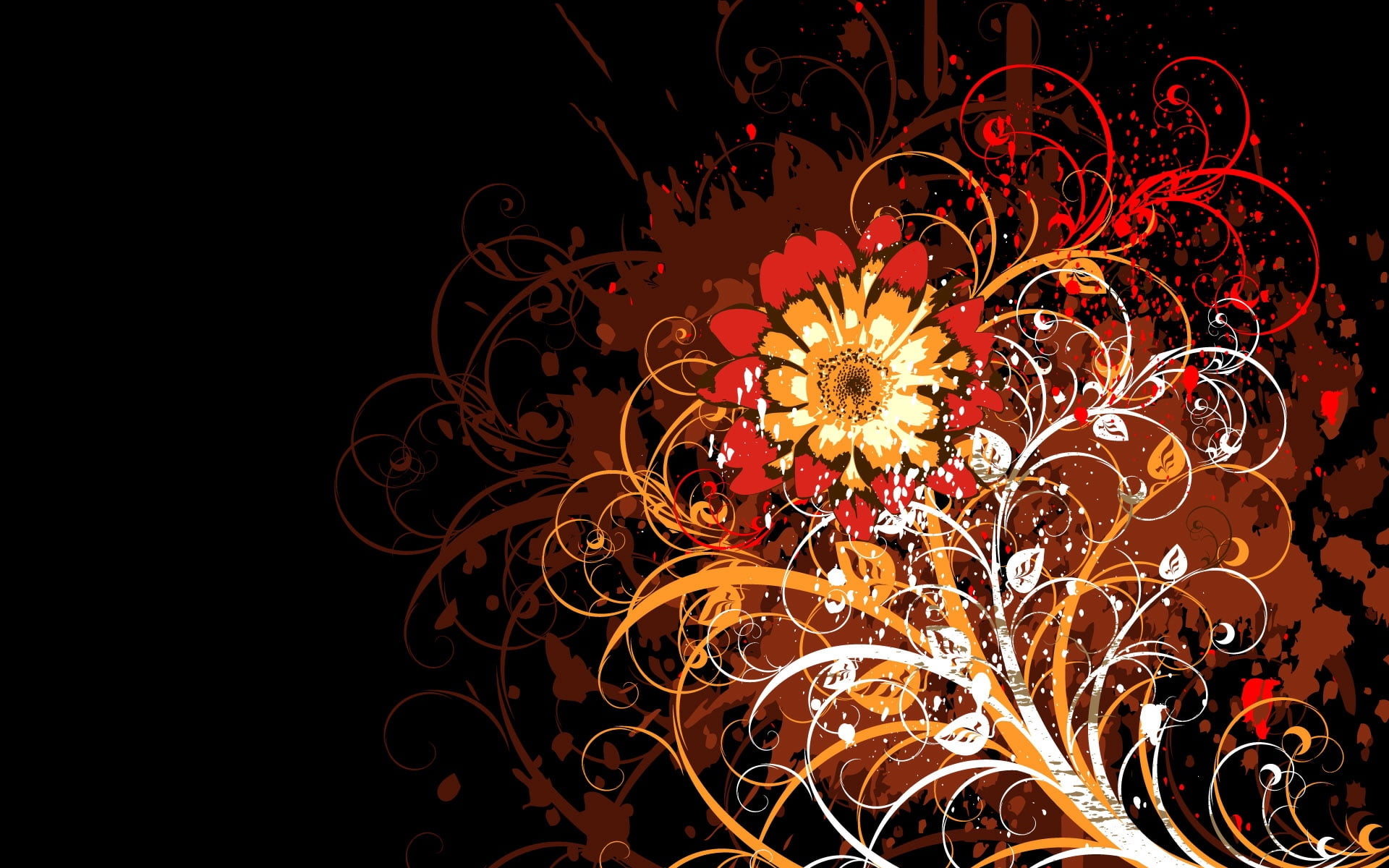ornament, nature, black background, curled Up, illustrations And Vector Art, saver, art, season, copy space, close-up, glowing, abstract, illuminated, pattern, HD Wallpaper