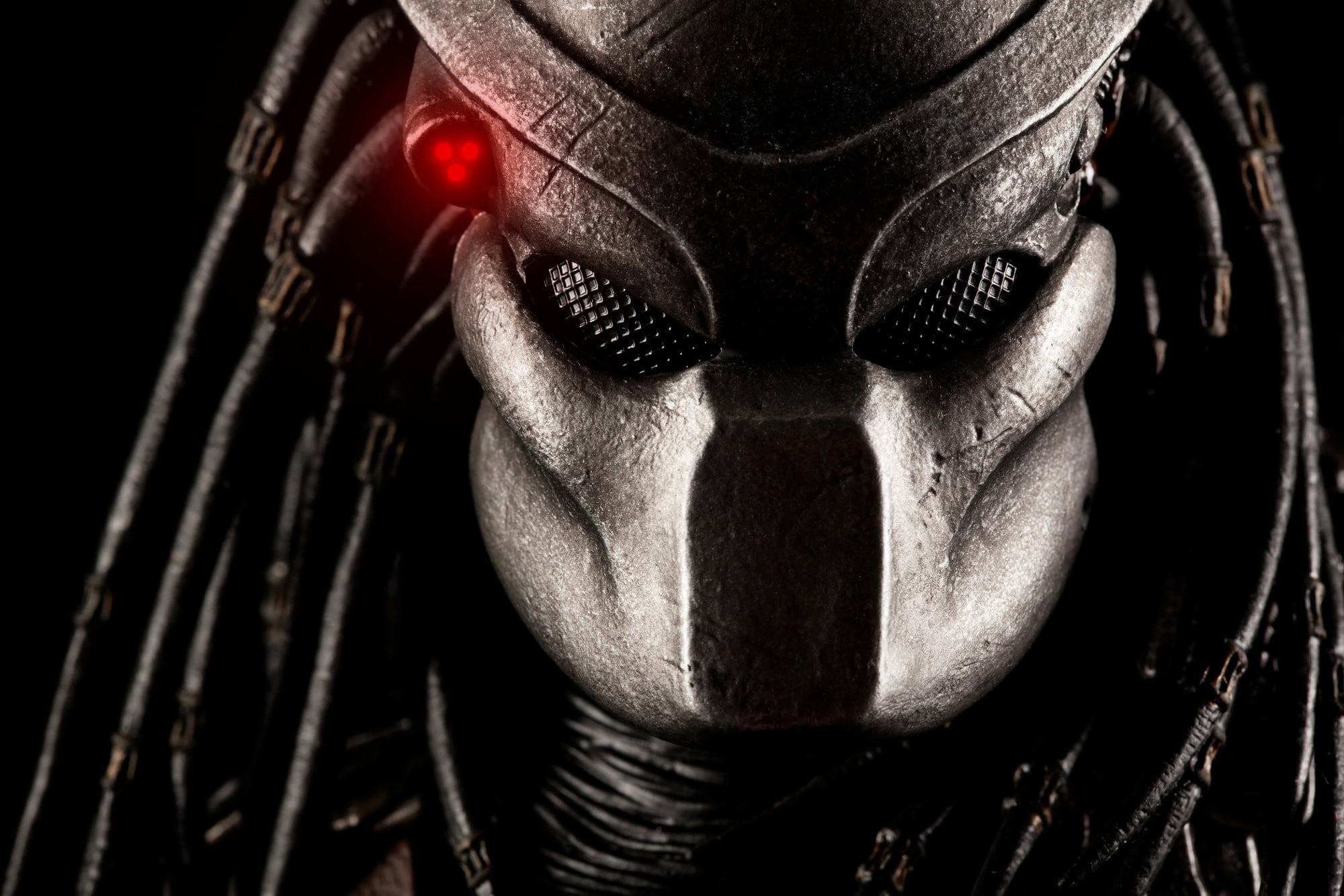 human Face, old, black Color, focus on foreground, being, Predator, close-up, creativity, red, macro, metal, human Head, mask, 1080P, representation, helmet, HD Wallpaper