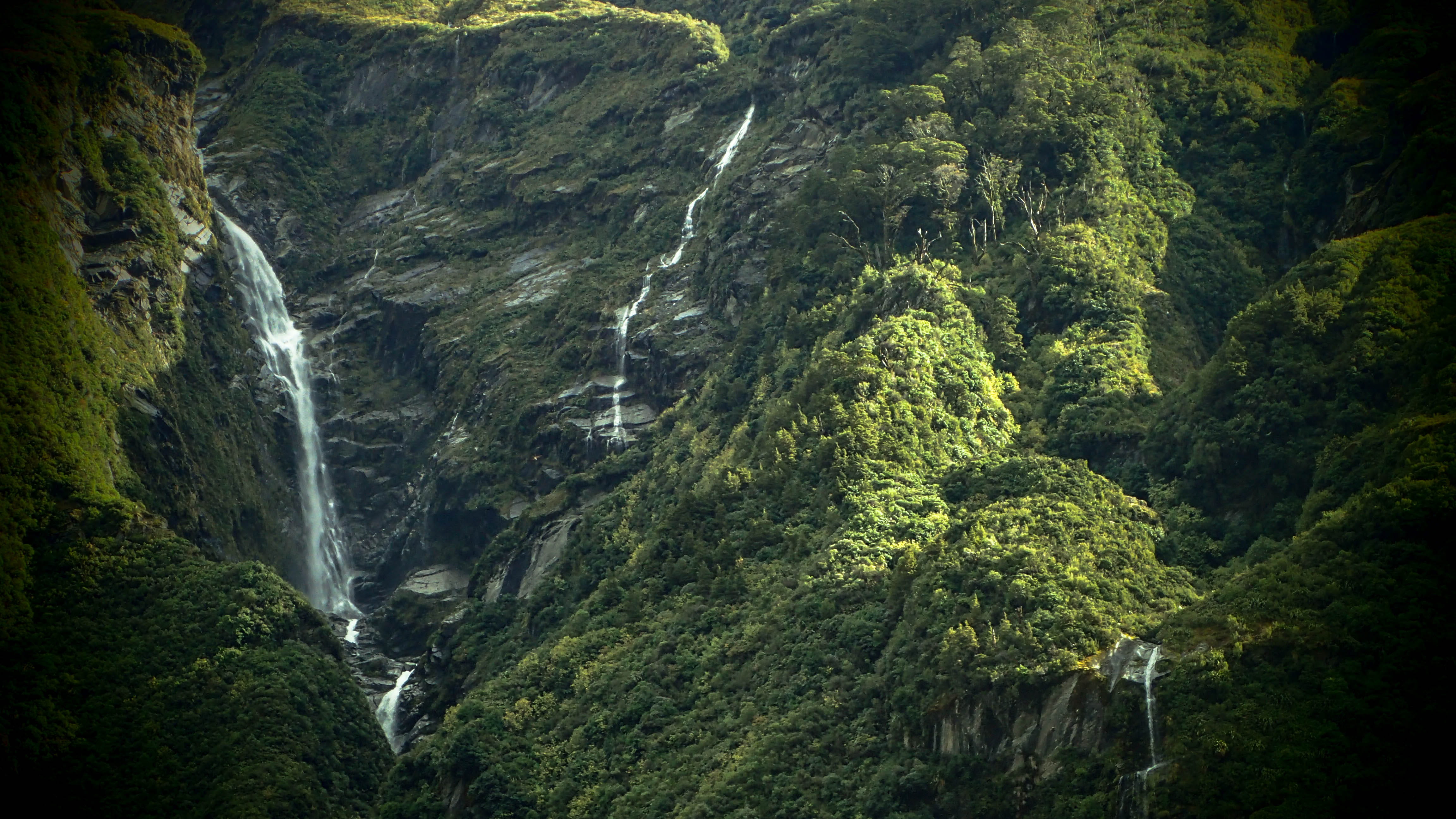 rock - object, beauty in nature, water, waterfall, solid, mountains, long exposure, tree, newzealand, formation, no people, non-urban scene, bush, moss, HD Wallpaper