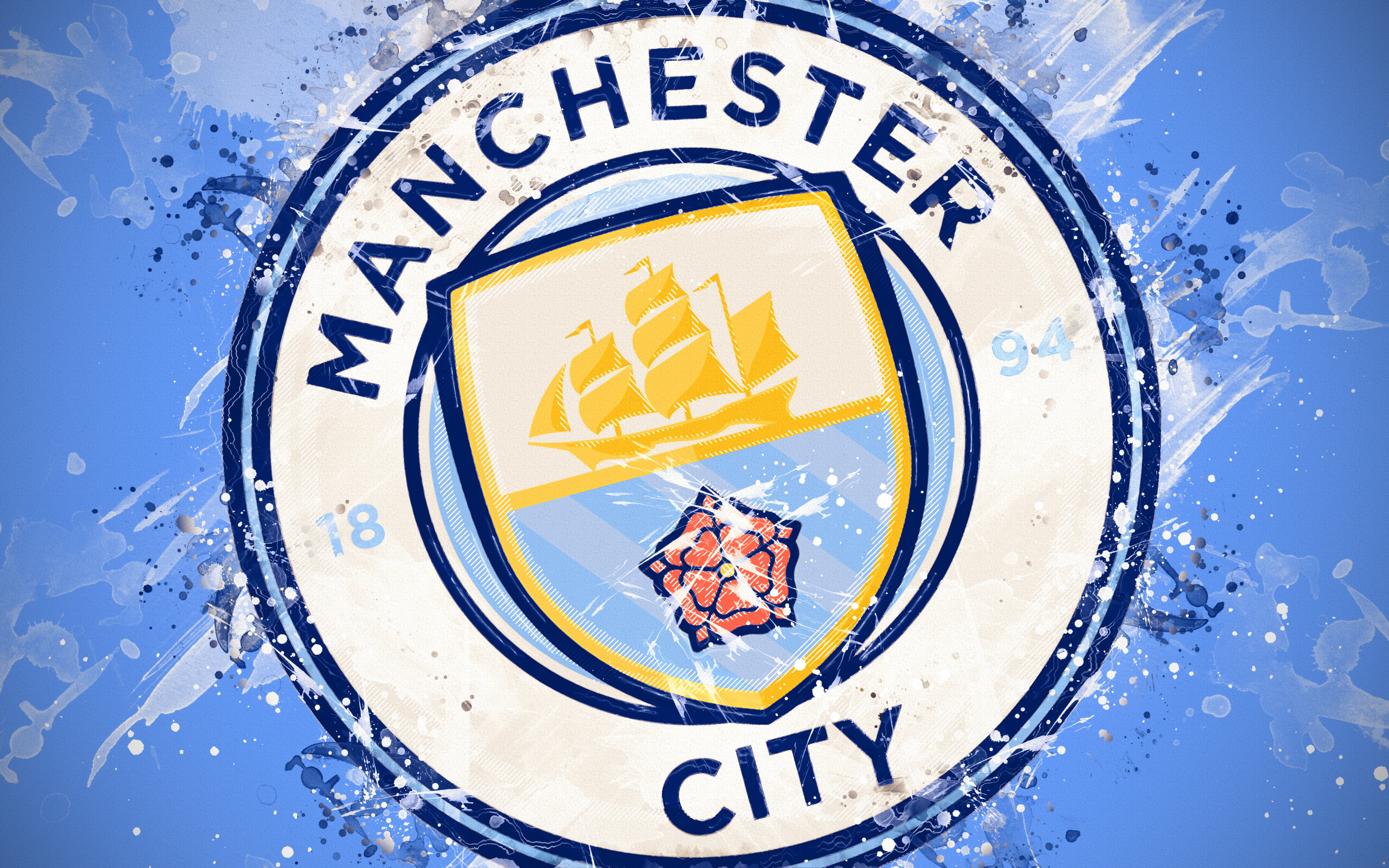 Manchester City F.C., 4K, Logo, Soccer, HD Wallpaper