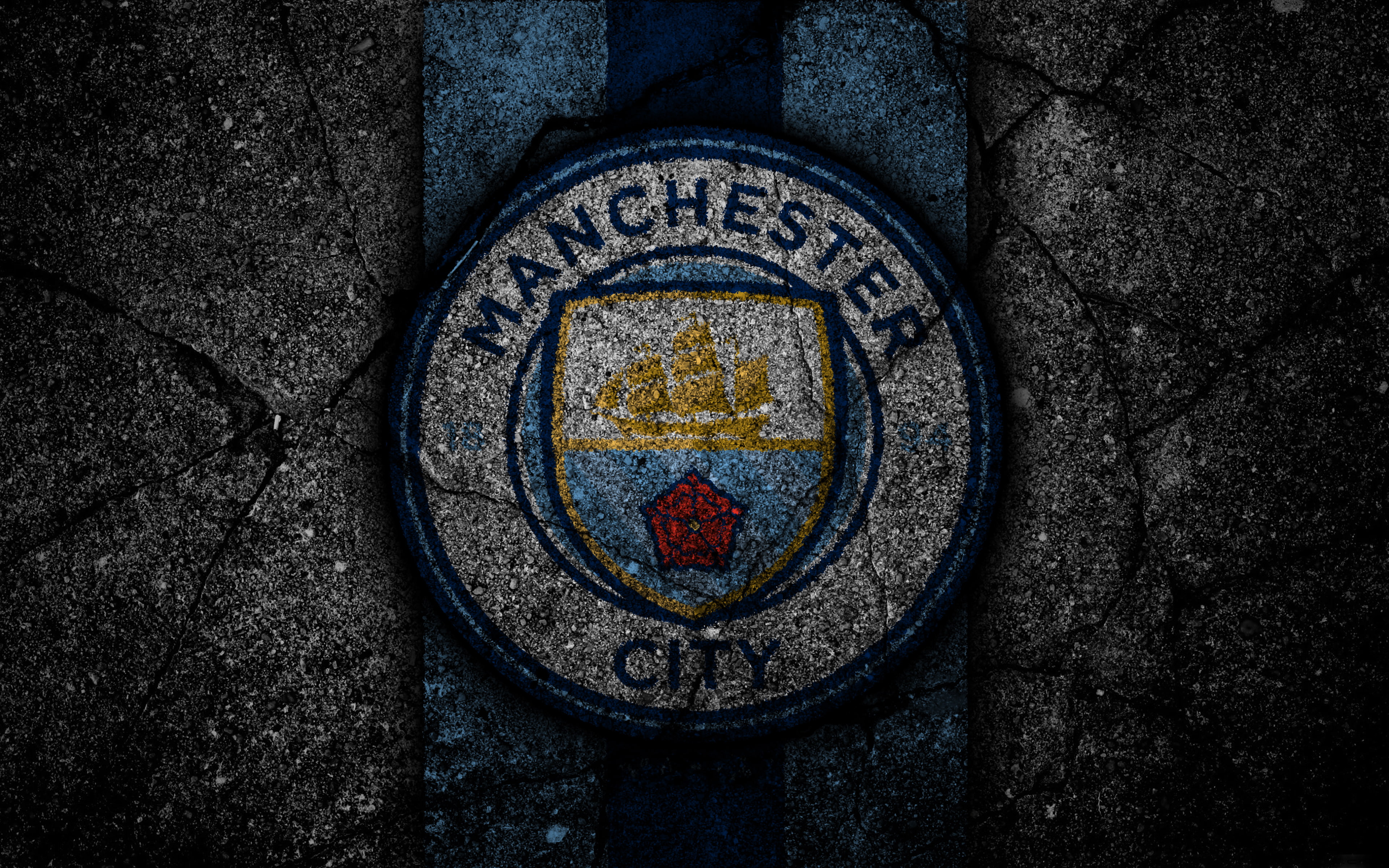 4K, Soccer, Manchester City F.C., Logo, HD Wallpaper
