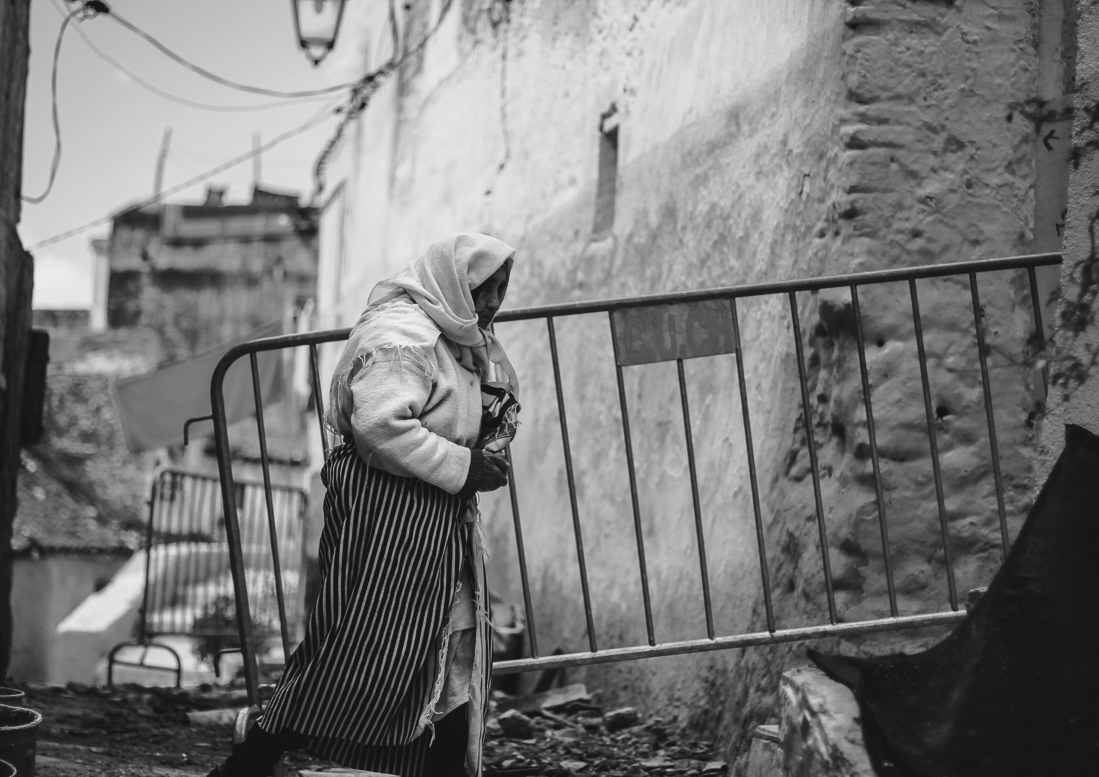old, fence, urban, caucasian Ethnicity, life, steps, city, portrait, railing, lifestyles, adult, sad, old woman, grief, walking, one Person, ruin, day, HD Wallpaper