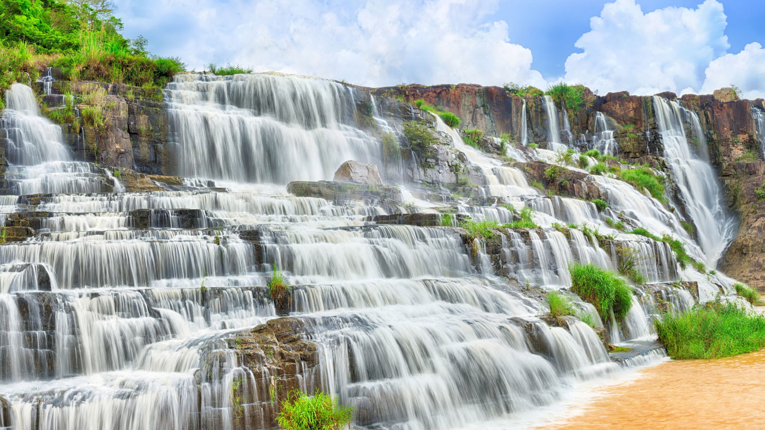 mountain, 4k, daytime, Vietnam, lapse, waterfall, travel, river, falls, Pongour Waterfall, photography, time, Dalat, 2K, Pongour, HD Wallpaper