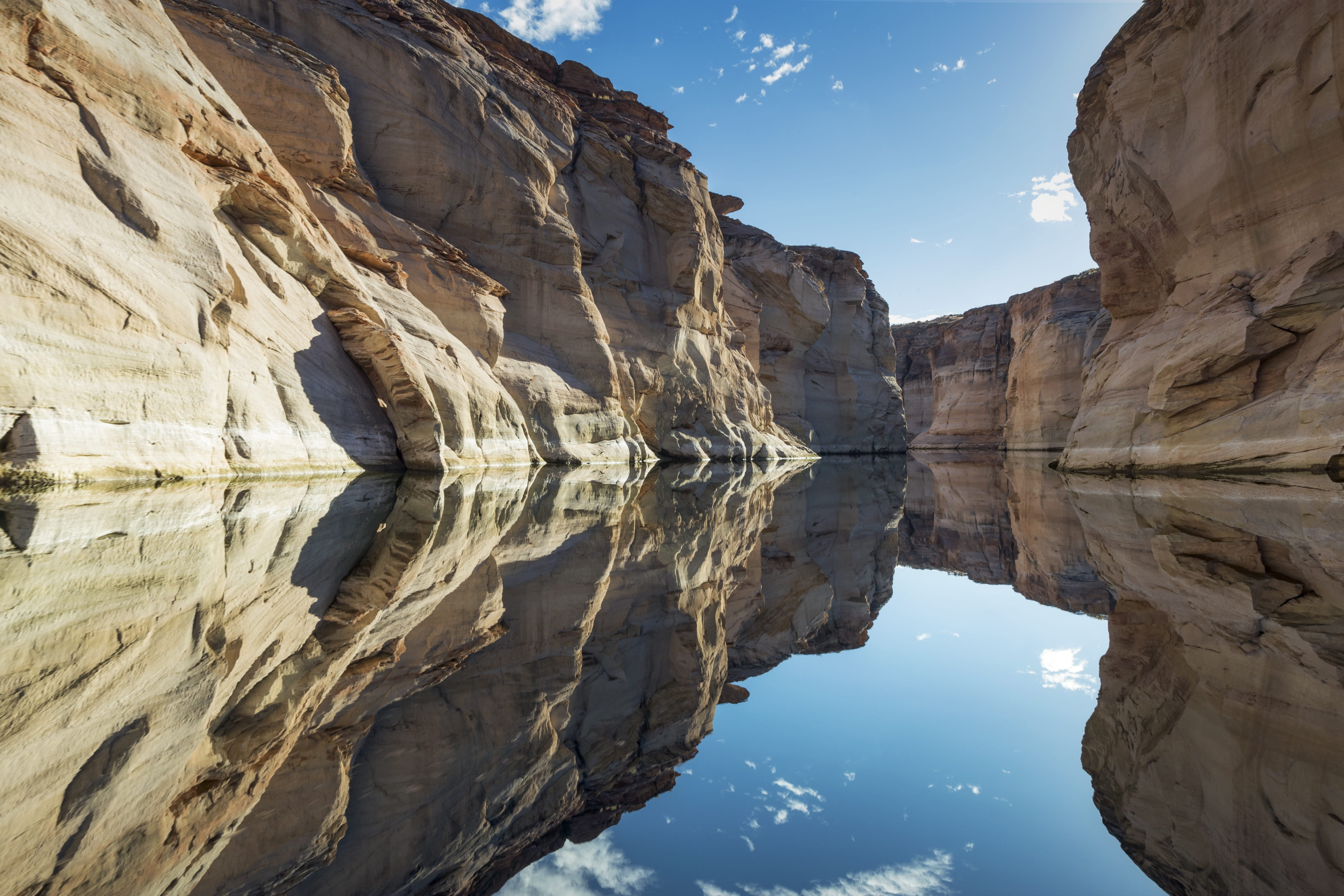 quiet water surface, lake powell, tranquil scene, day, formation, nature, solid, arizona, symmetry, blue skies, rock, eroded, no people, soi ball, rock formation, HD Wallpaper