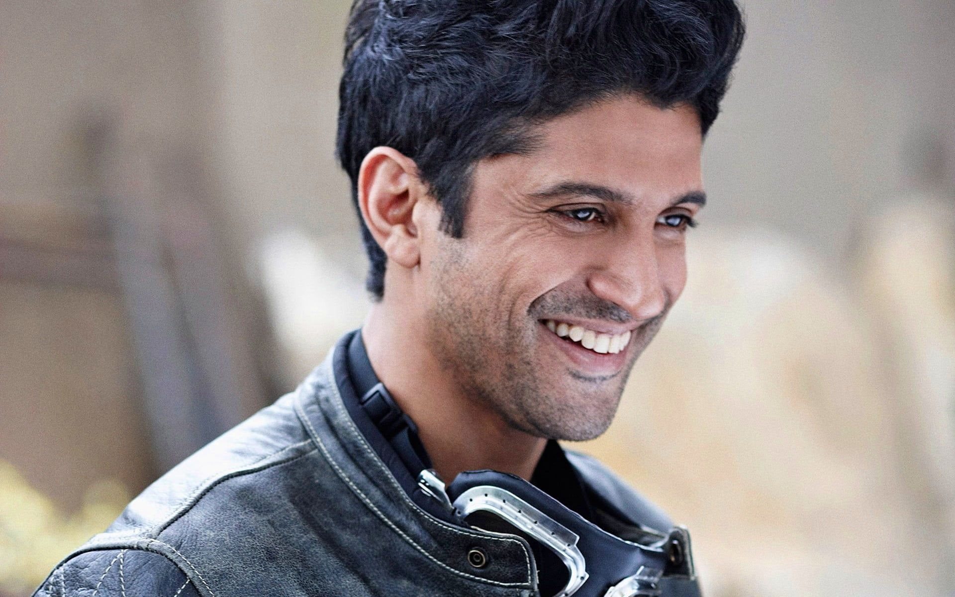 men, s, black, close-up, 1080P, real people, Male Celebrities, actor, young adult, Farhan Akhtar, jacket, young men, looking at camera, focus on foreground, HD Wallpaper