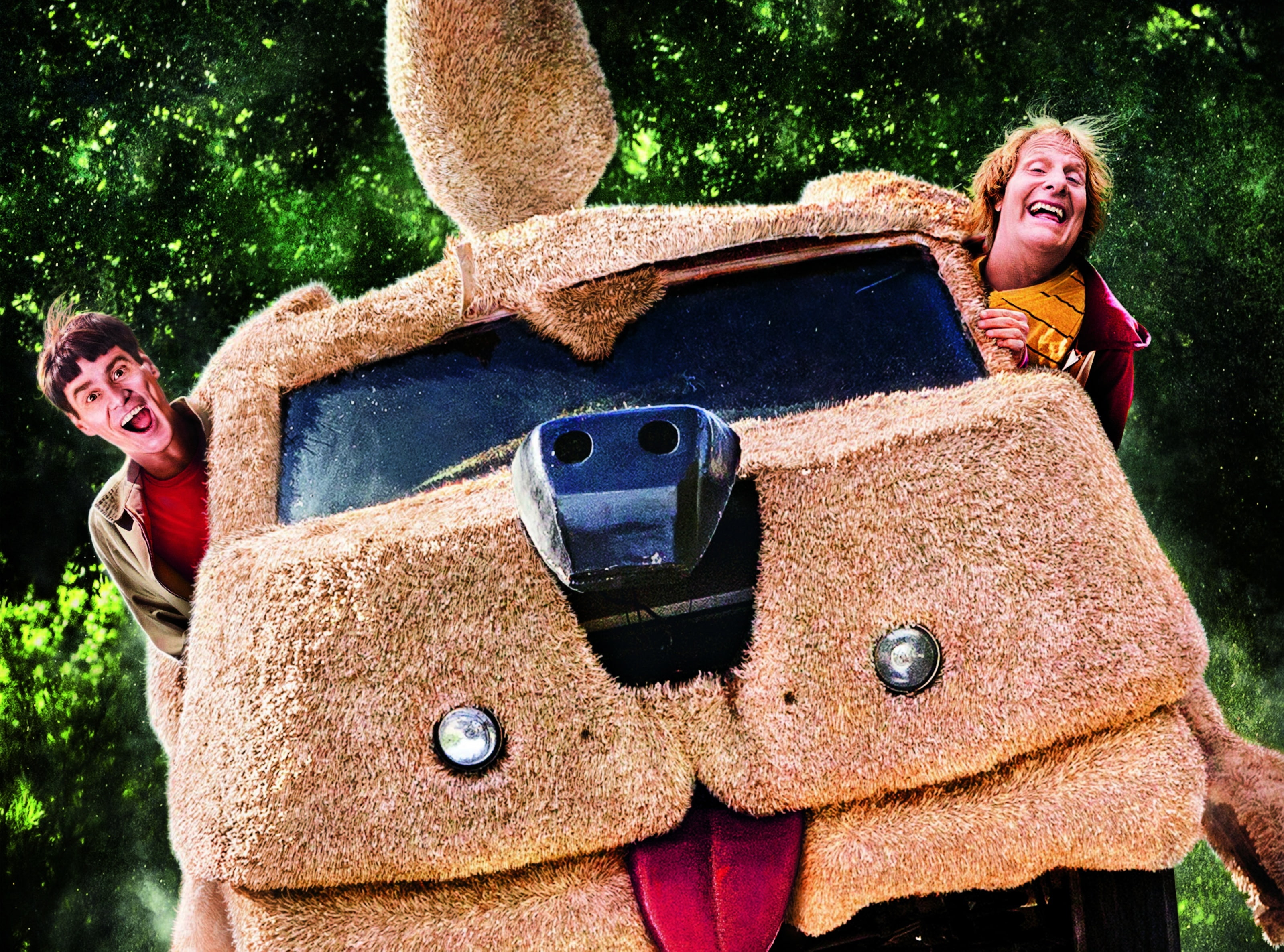brown, leisure activity, comedy, 2014, people, smiling, young women, car, Adventure, enjoyment, casual clothing, best friends, outdoors, Jim Carrey, dumb, HD Wallpaper