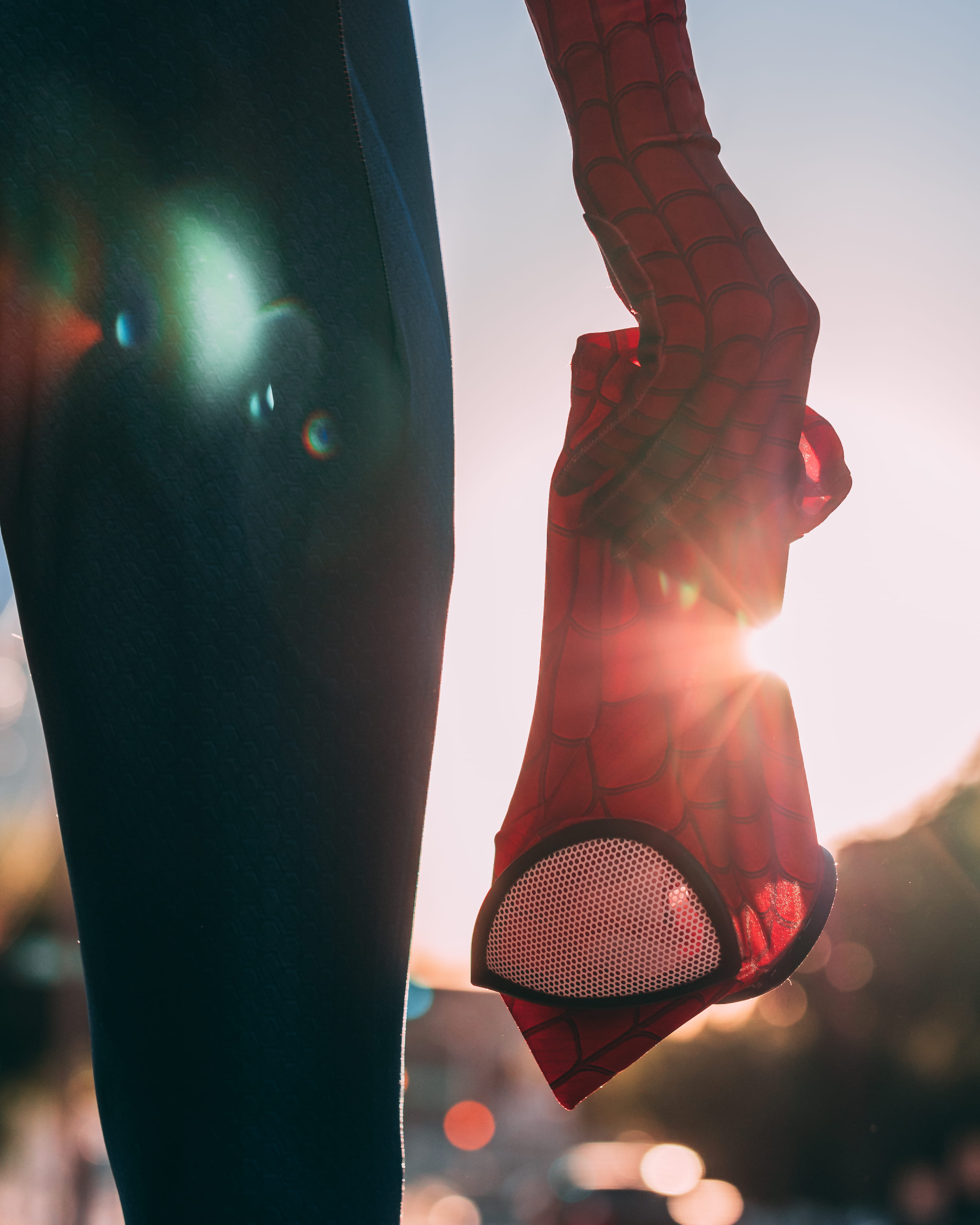 one person, sky, women, low angle view, male, sun, human body part, body part, holding, man, amazing, lens flare, film, costume, adult, sunset, marvel, Phone HD Wallpaper