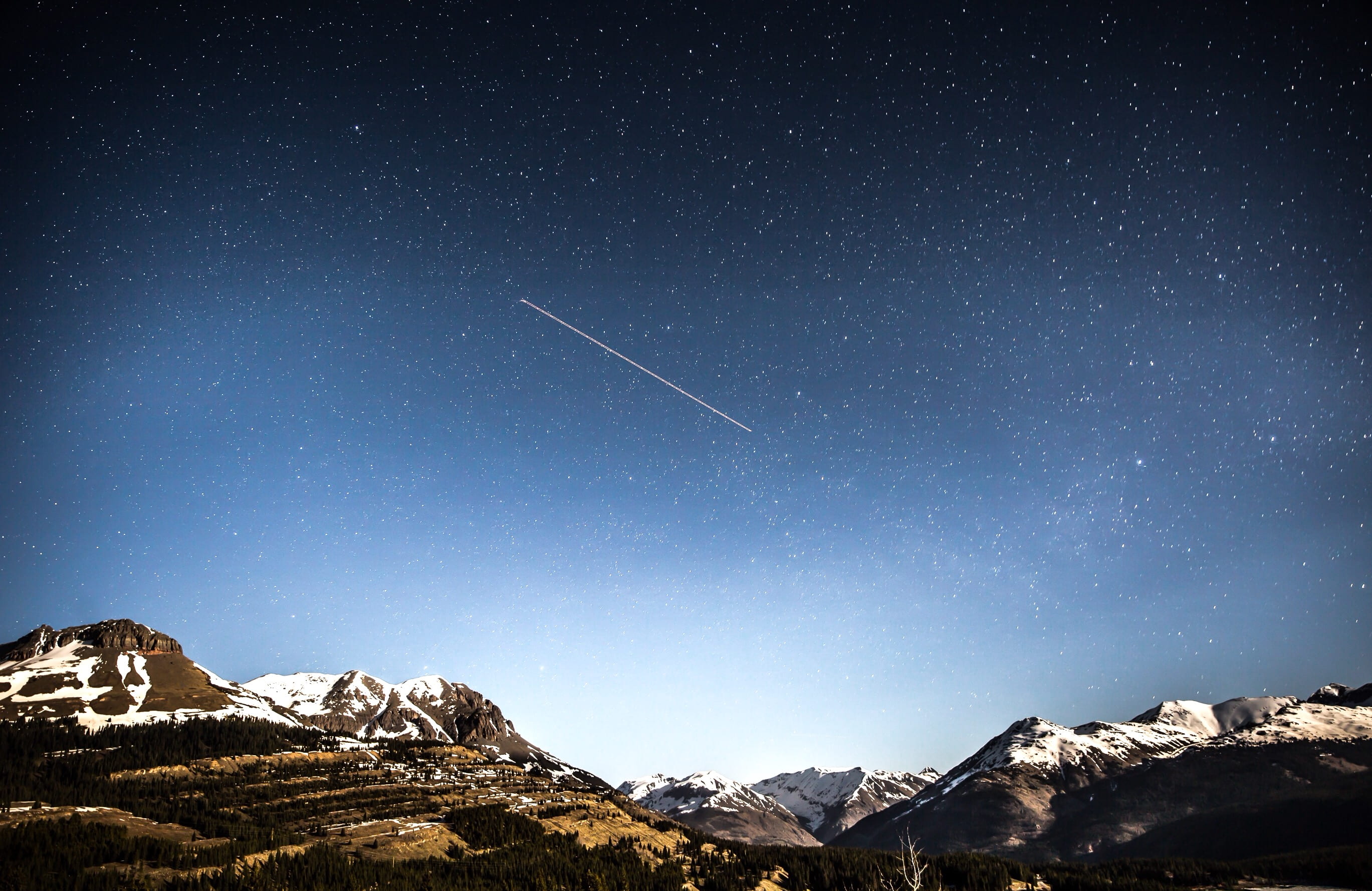 snowcapped mountain, outdoors, scenics - nature, space and astronomy, tranquil scene, mountain peak, star - space, hd, night, amazing, HD Wallpaper