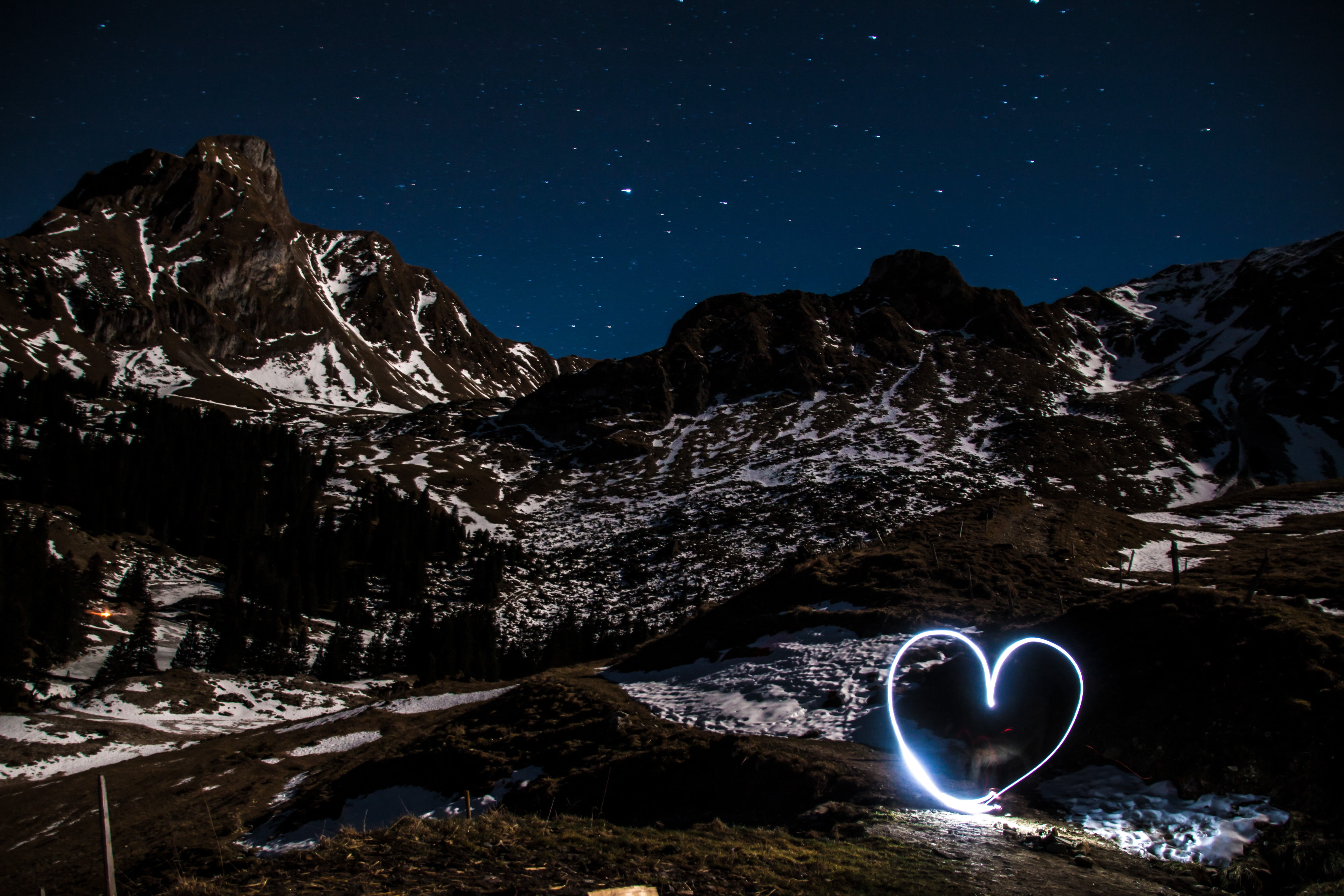 star, love, light, night, night sky, no people, land, lights, sky, romantic, astronomy, rock, galaxy, atmosphere, formation, mountain, beauty in nature, HD Wallpaper