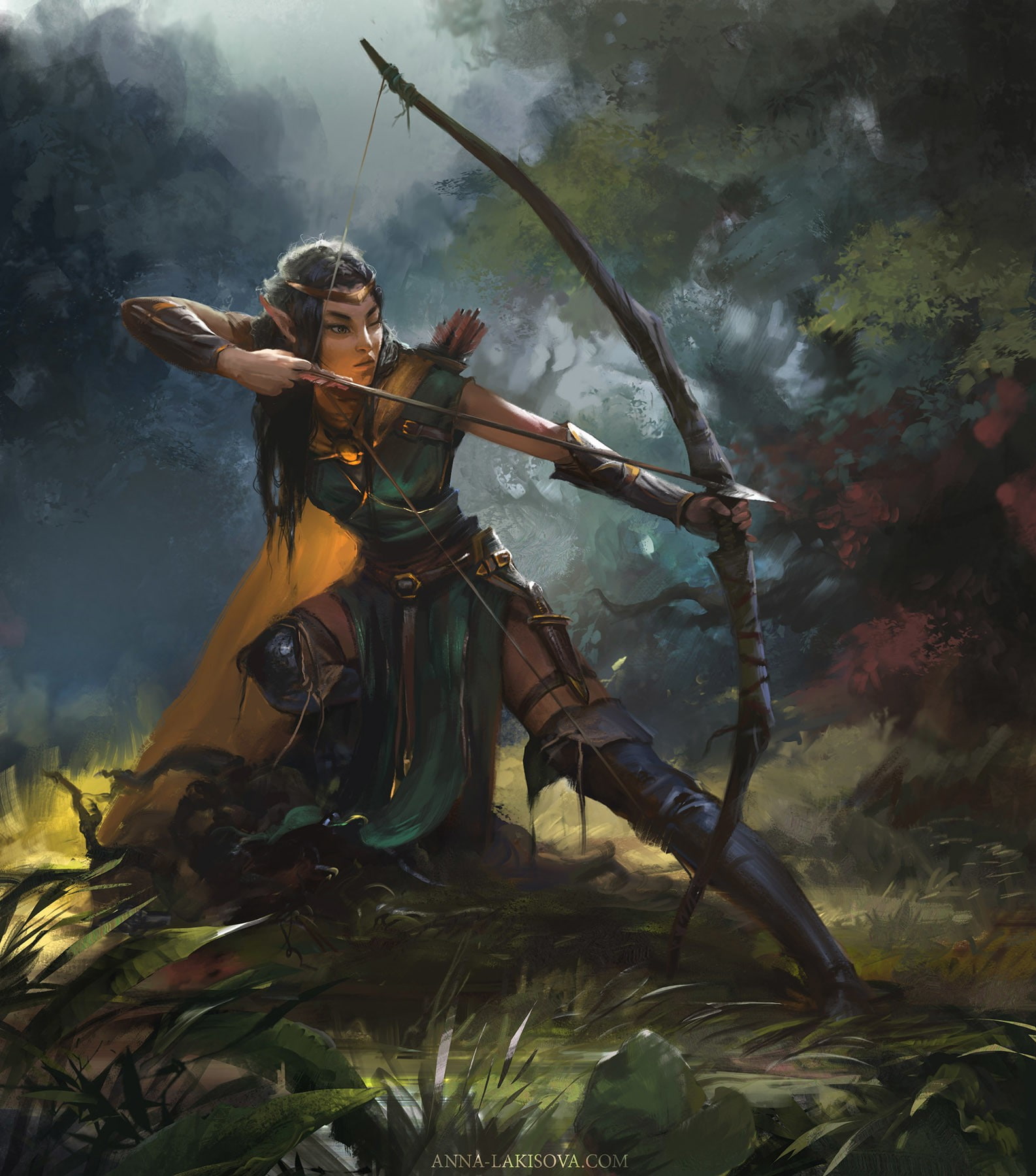 women, clothing, fantasy art, young adult, the past, one person, elves, history, archer, warrior, tree, young women, arrow - bow and arrow, 720P, holding, Phone HD Wallpaper
