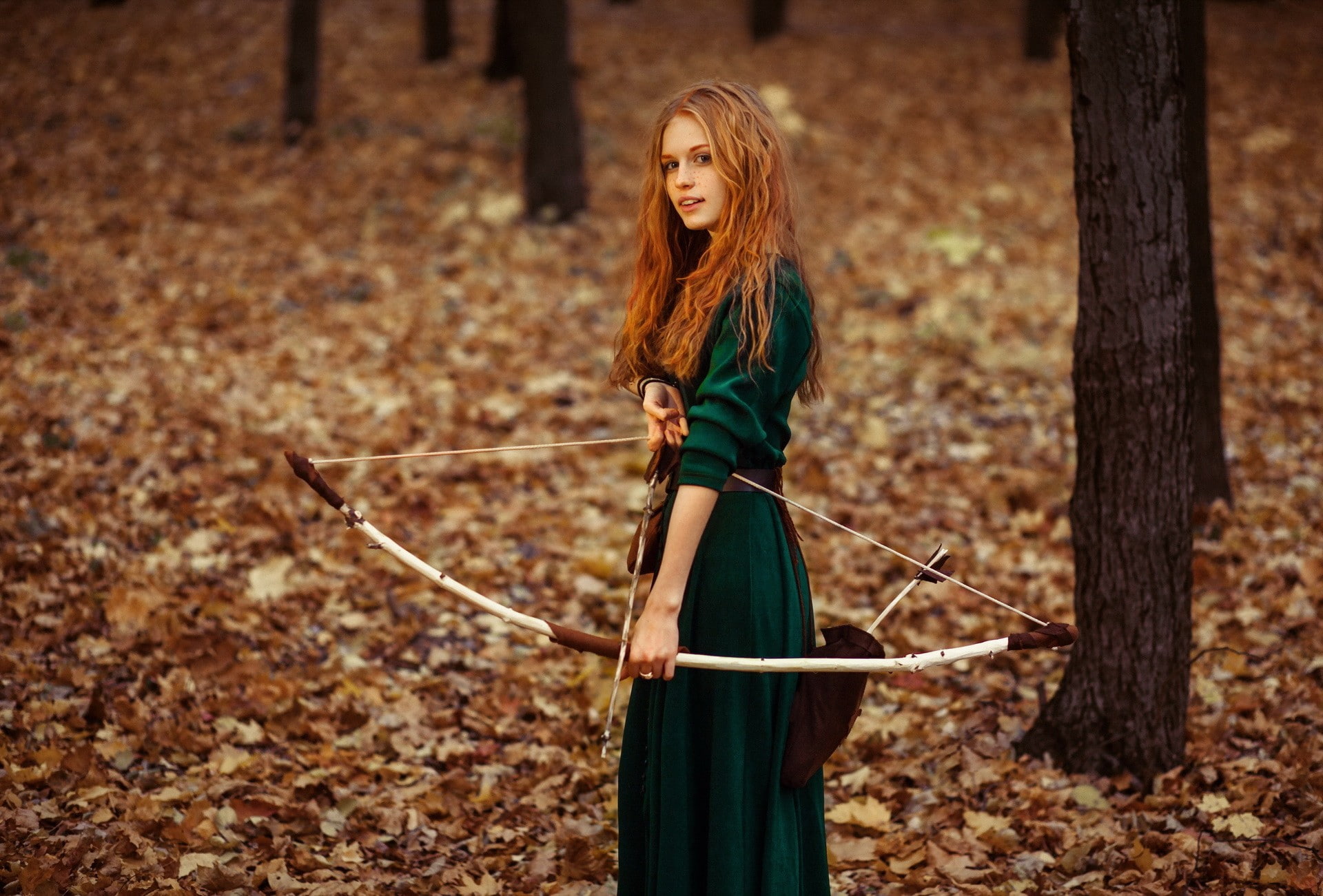 1080P, Merida, archer, redhead, long hair, archery, women, HD Wallpaper