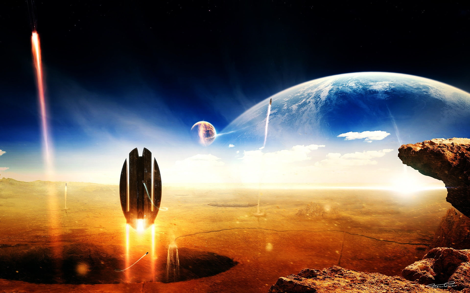 planets, mission, 1080P, rocket, background, space, difficult, HD Wallpaper