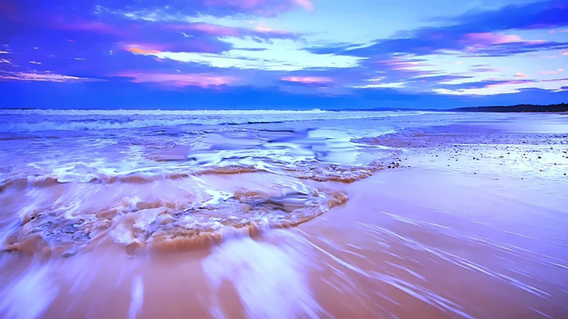 colorful, wave, clouds, seashore, 3d and abstract, cool, beaches, sky, resist, beauty, ocean, photo, blue, breezing, wonder, 1080P, HD Wallpaper