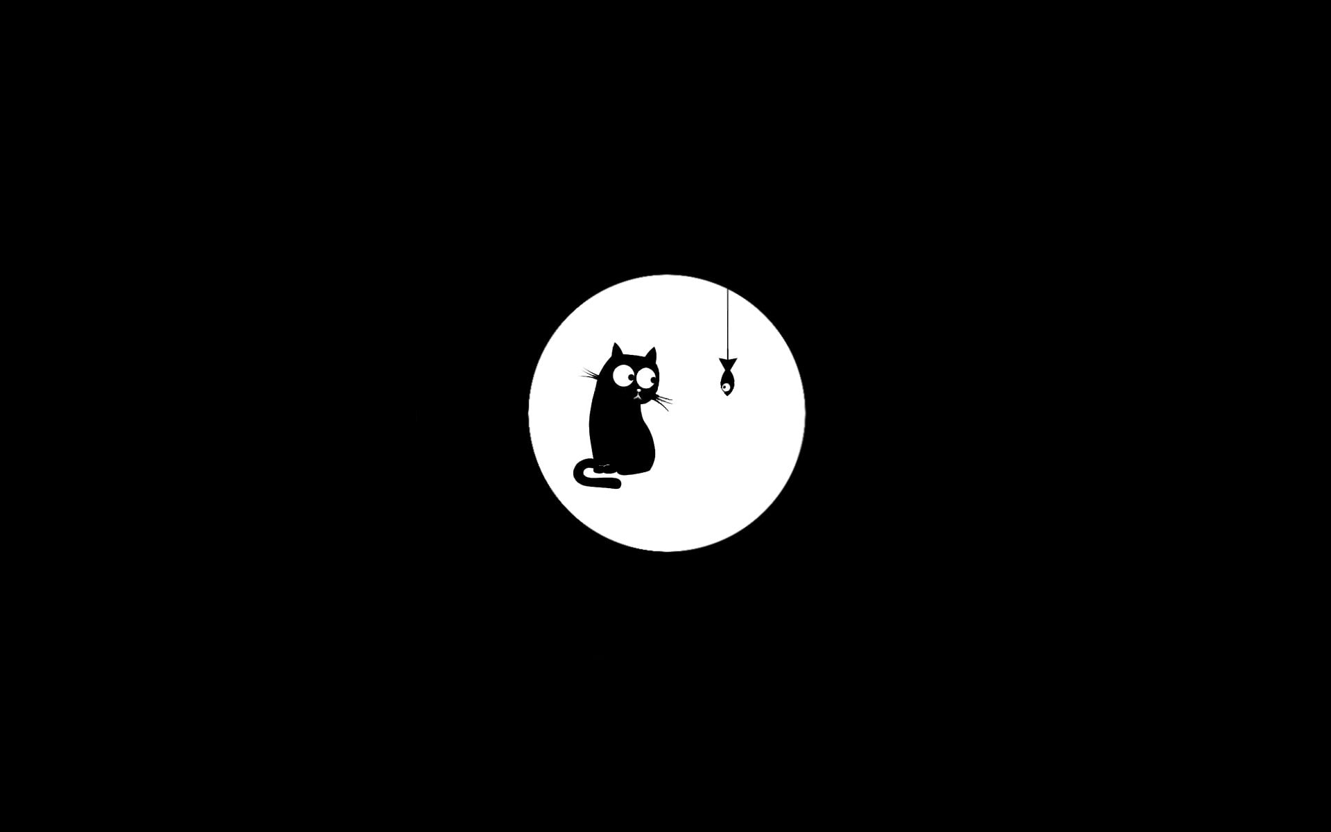 circle, geometric shape, fish, monochrome, electricity, indoors, domestic room, illuminated, dark, glowing, drawn, sky, 1080P, shape, moon, representation, HD Wallpaper