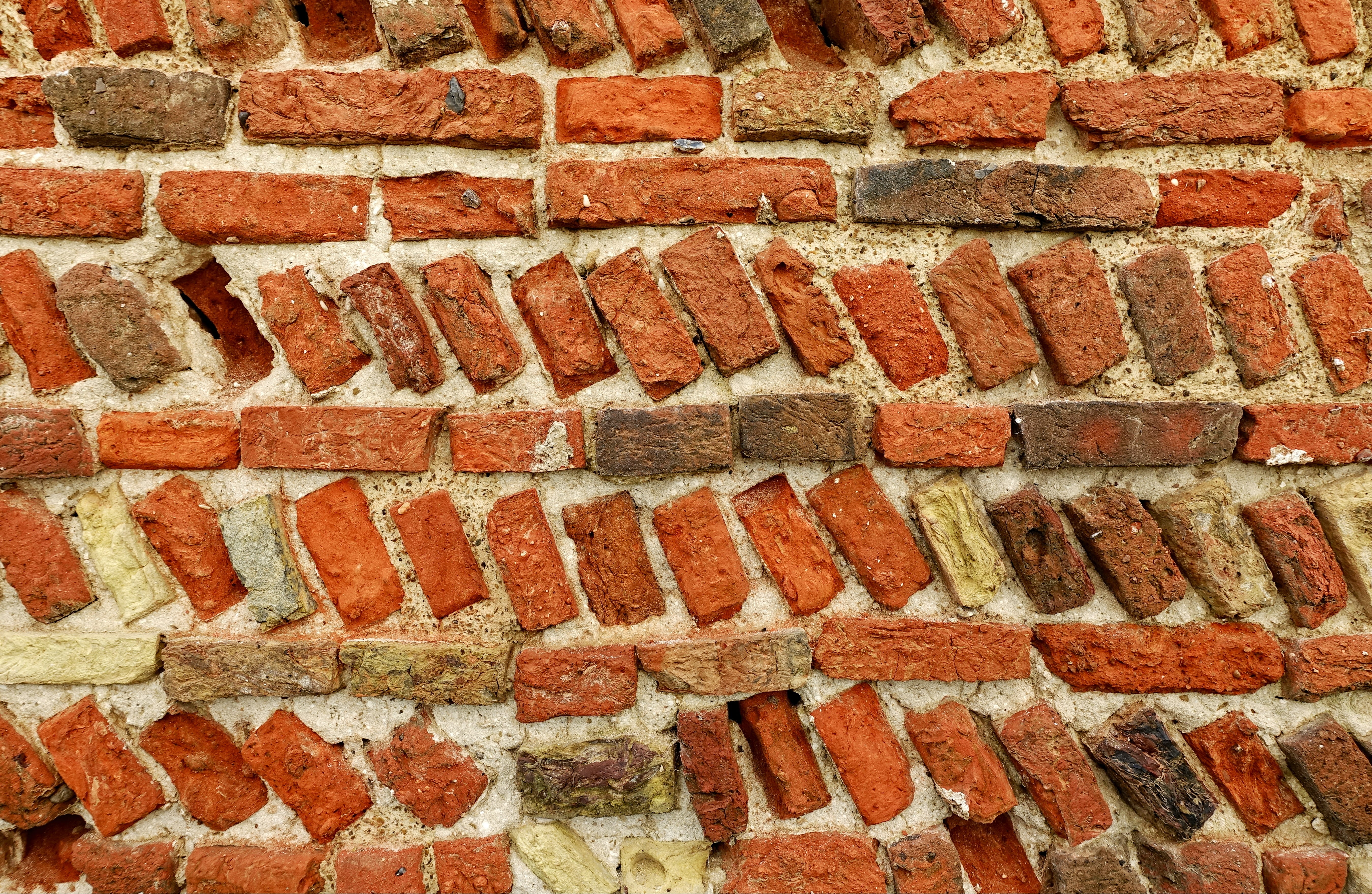 brickwall, message, backgrounds, repetition, rough, pattern, slanted, outdoors, no people, texture, weathered, vintage, red, material, brickwork, architecture, HD Wallpaper