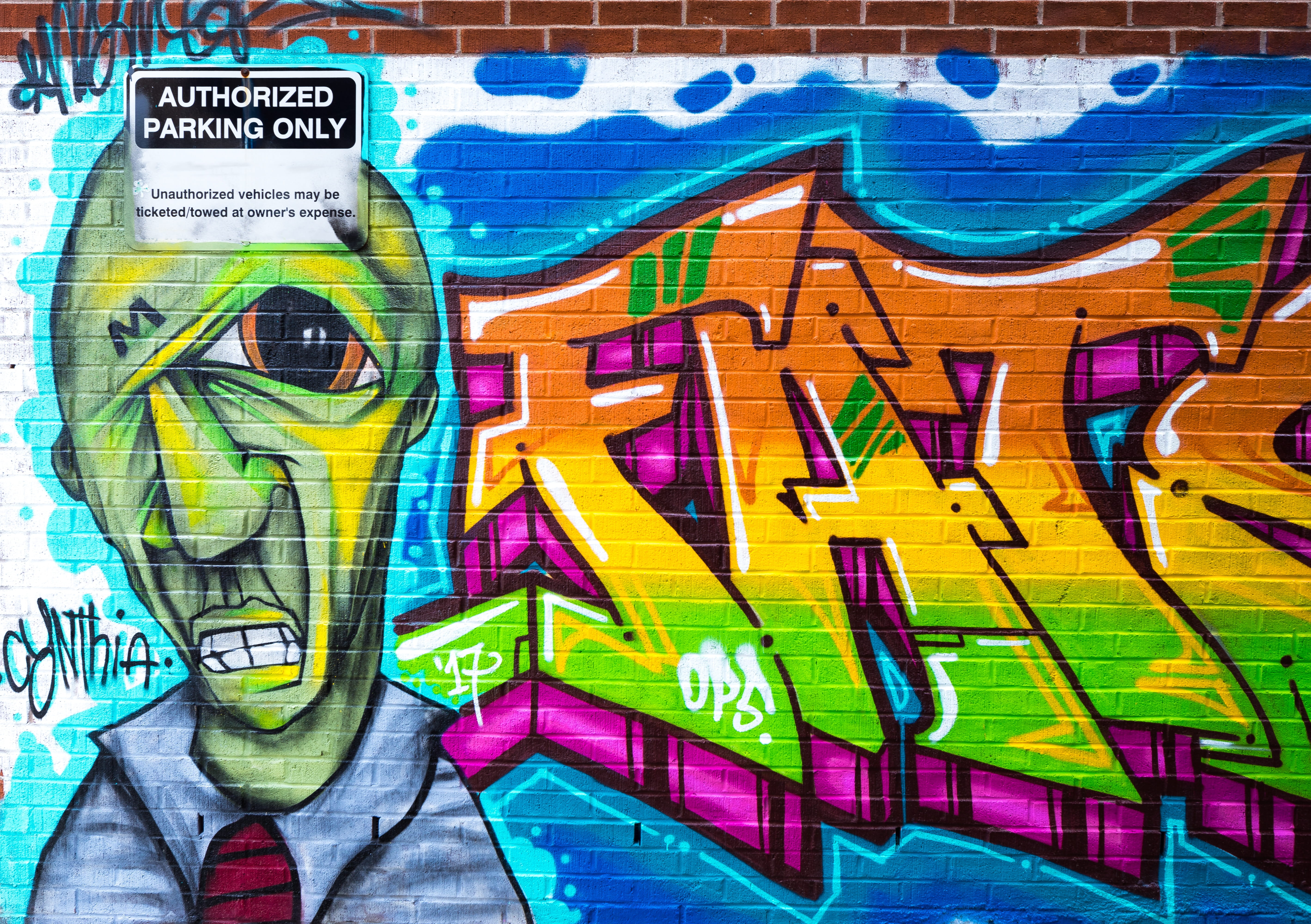bricks, social issues, human representation, architecture, sign, multi colored, art and craft, art, day, brickwall, colourful, wall, brick, vandalism, outdoors, HD Wallpaper